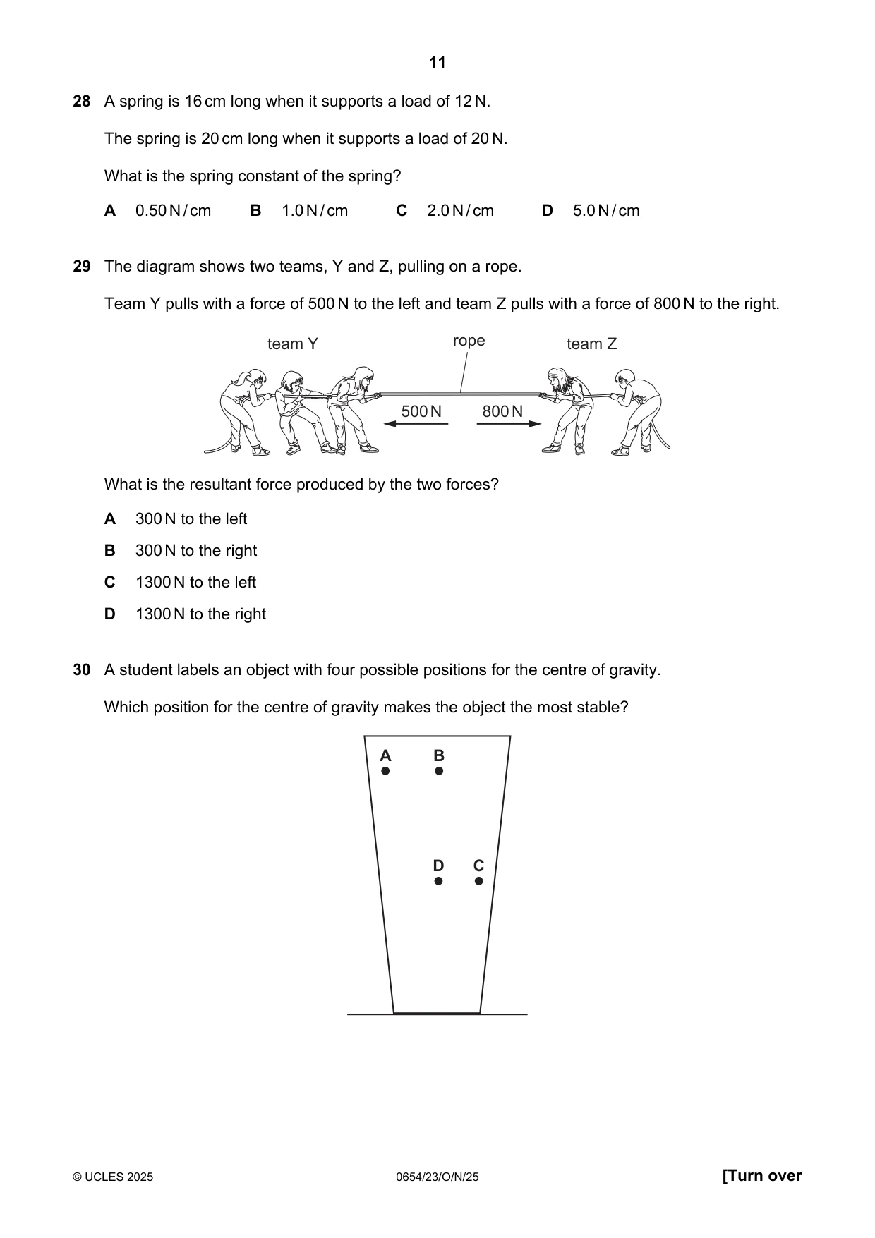 Cambridge IGCSE Sciences - Co-ordinated (Double) 0654 2025 Oct/Nov Paper 2 · Variant 3 question paper, page 11 of 16
