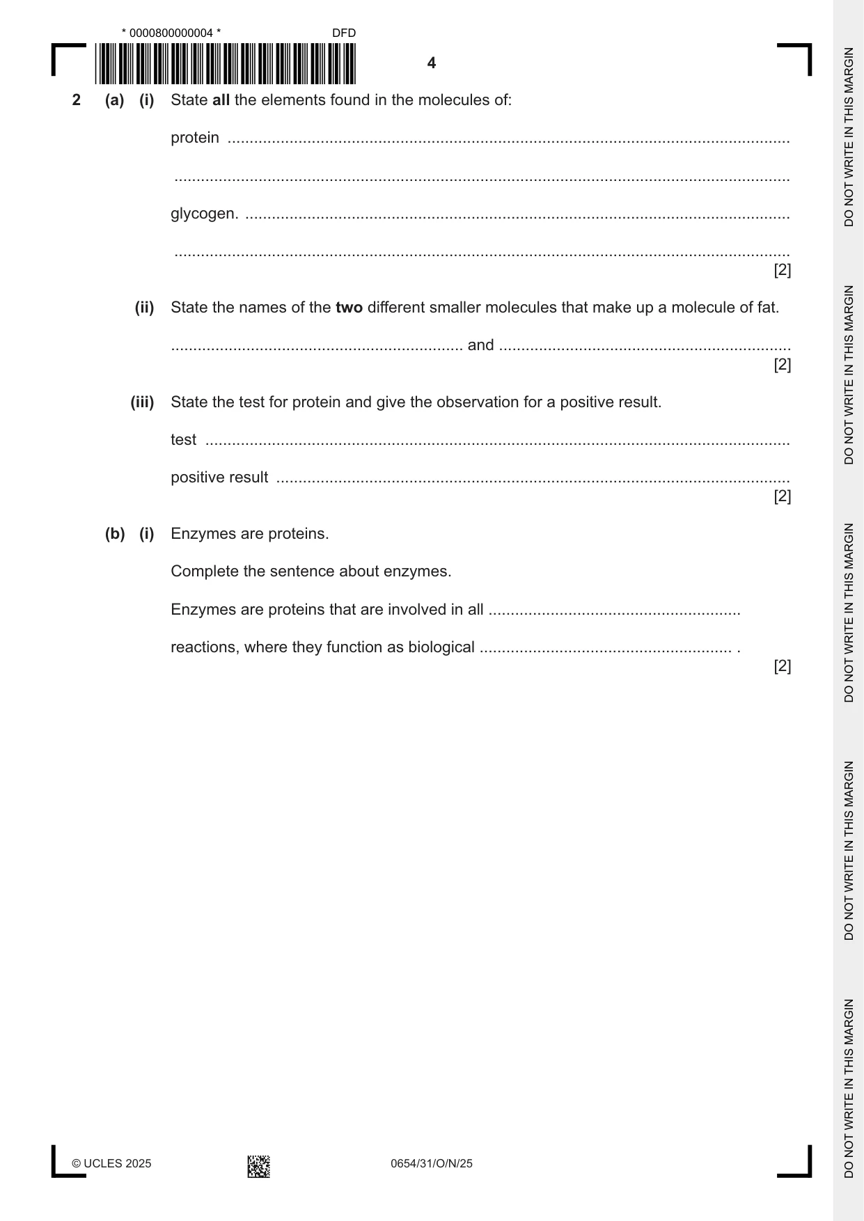 Cambridge IGCSE Sciences - Co-ordinated (Double) 0654 2025 Oct/Nov Paper 3 · Variant 1 question paper, page 4 of 32