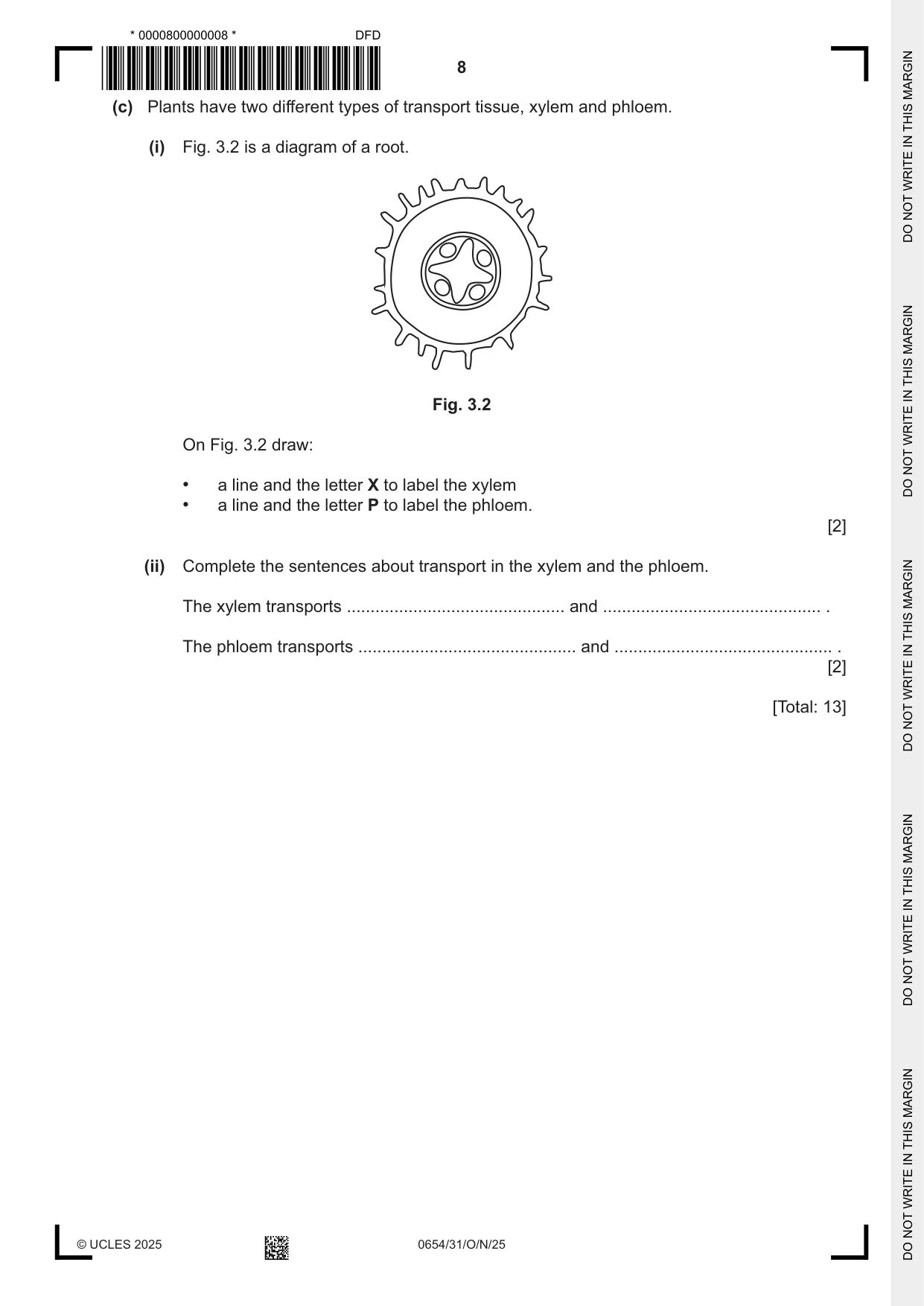 Cambridge IGCSE Sciences - Co-ordinated (Double) 0654 2025 Oct/Nov Paper 3 · Variant 1 question paper, page 8 of 32