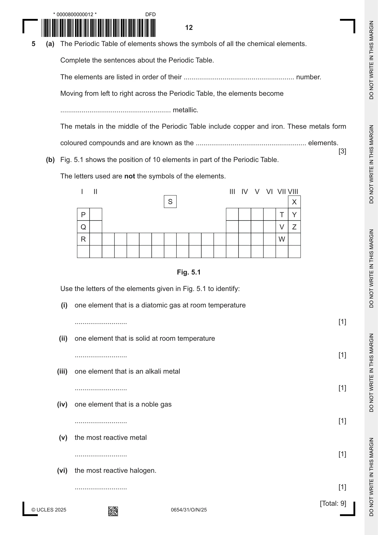 Cambridge IGCSE Sciences - Co-ordinated (Double) 0654 2025 Oct/Nov Paper 3 · Variant 1 question paper, page 12 of 32