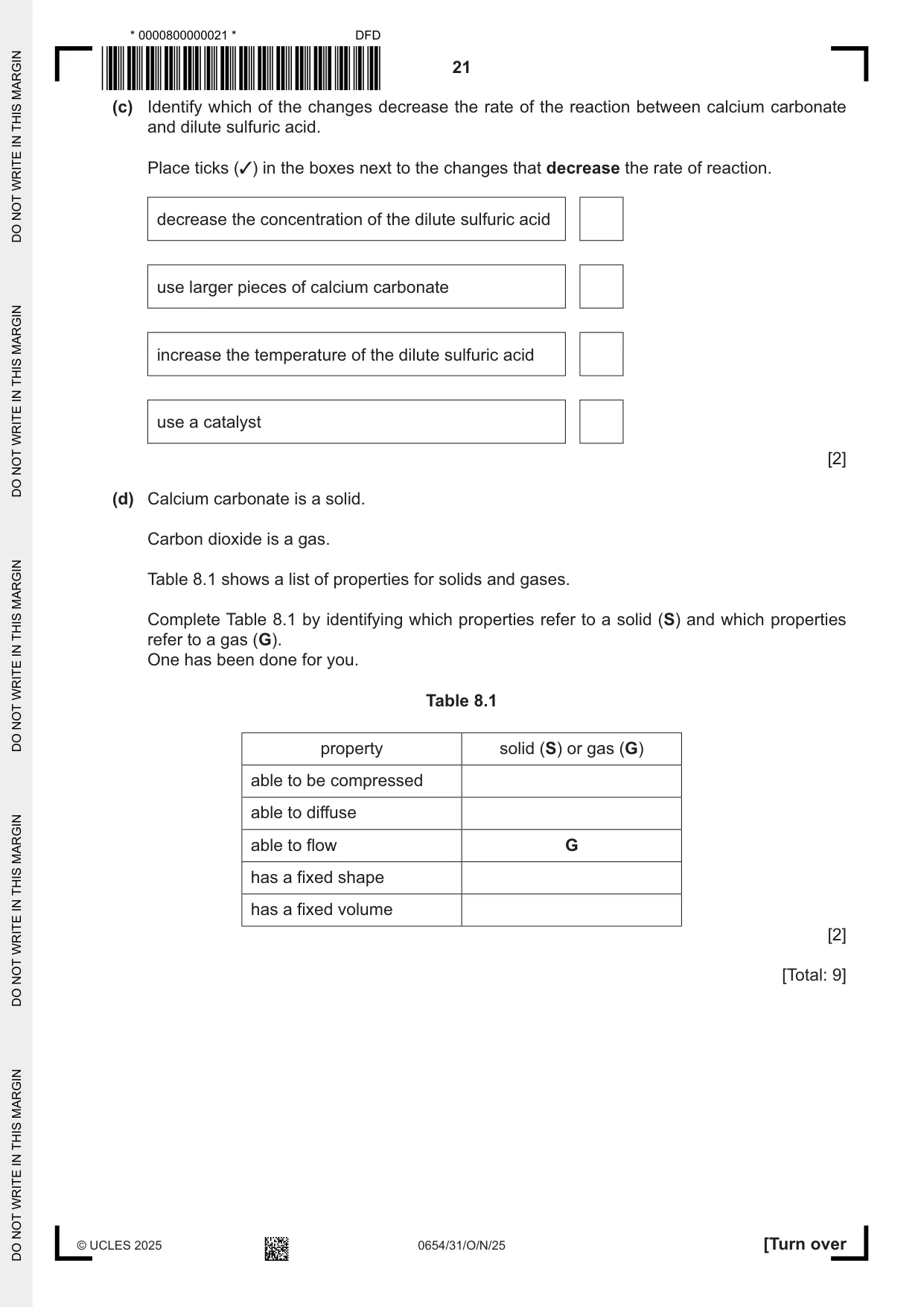 Cambridge IGCSE Sciences - Co-ordinated (Double) 0654 2025 Oct/Nov Paper 3 · Variant 1 question paper, page 21 of 32