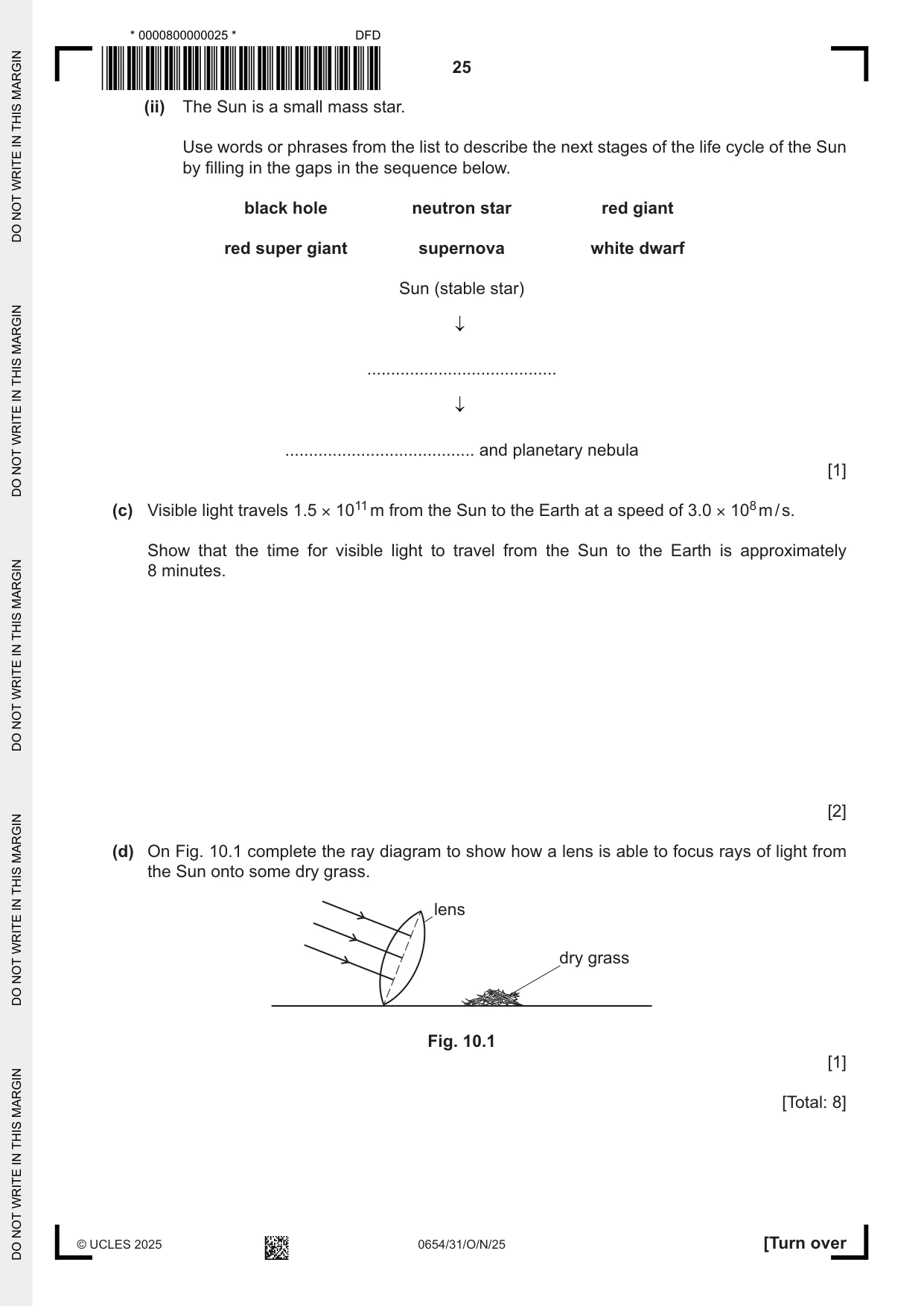 Cambridge IGCSE Sciences - Co-ordinated (Double) 0654 2025 Oct/Nov Paper 3 · Variant 1 question paper, page 25 of 32