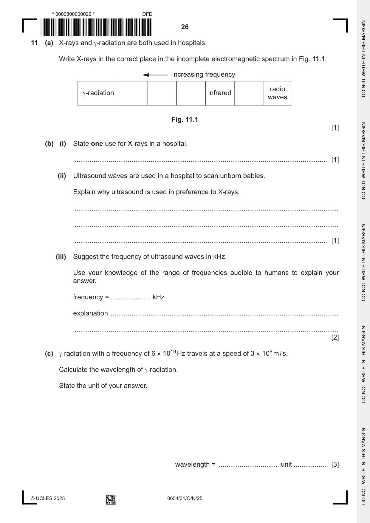 Cambridge IGCSE Sciences - Co-ordinated (Double) 0654 2025 Oct/Nov Paper 3 · Variant 1 question paper, page 26 of 32
