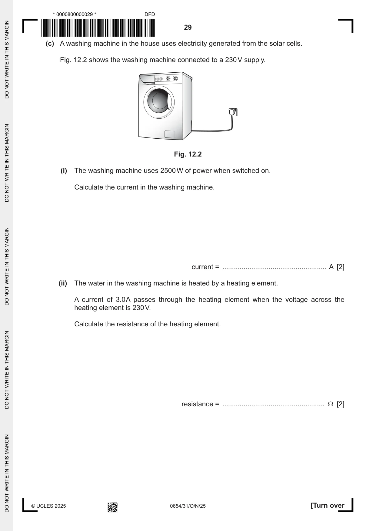Cambridge IGCSE Sciences - Co-ordinated (Double) 0654 2025 Oct/Nov Paper 3 · Variant 1 question paper, page 29 of 32