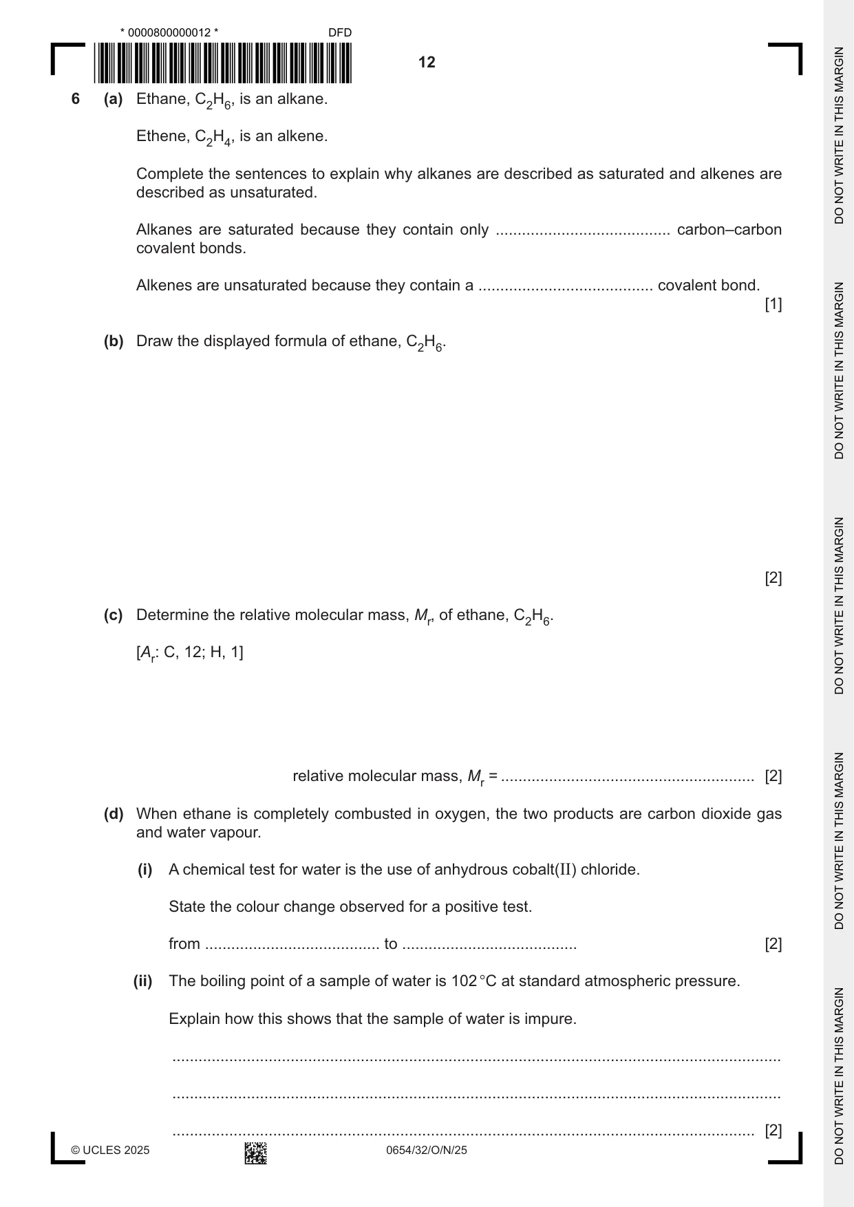 Cambridge IGCSE Sciences - Co-ordinated (Double) 0654 2025 Oct/Nov Paper 3 · Variant 2 question paper, page 12 of 28