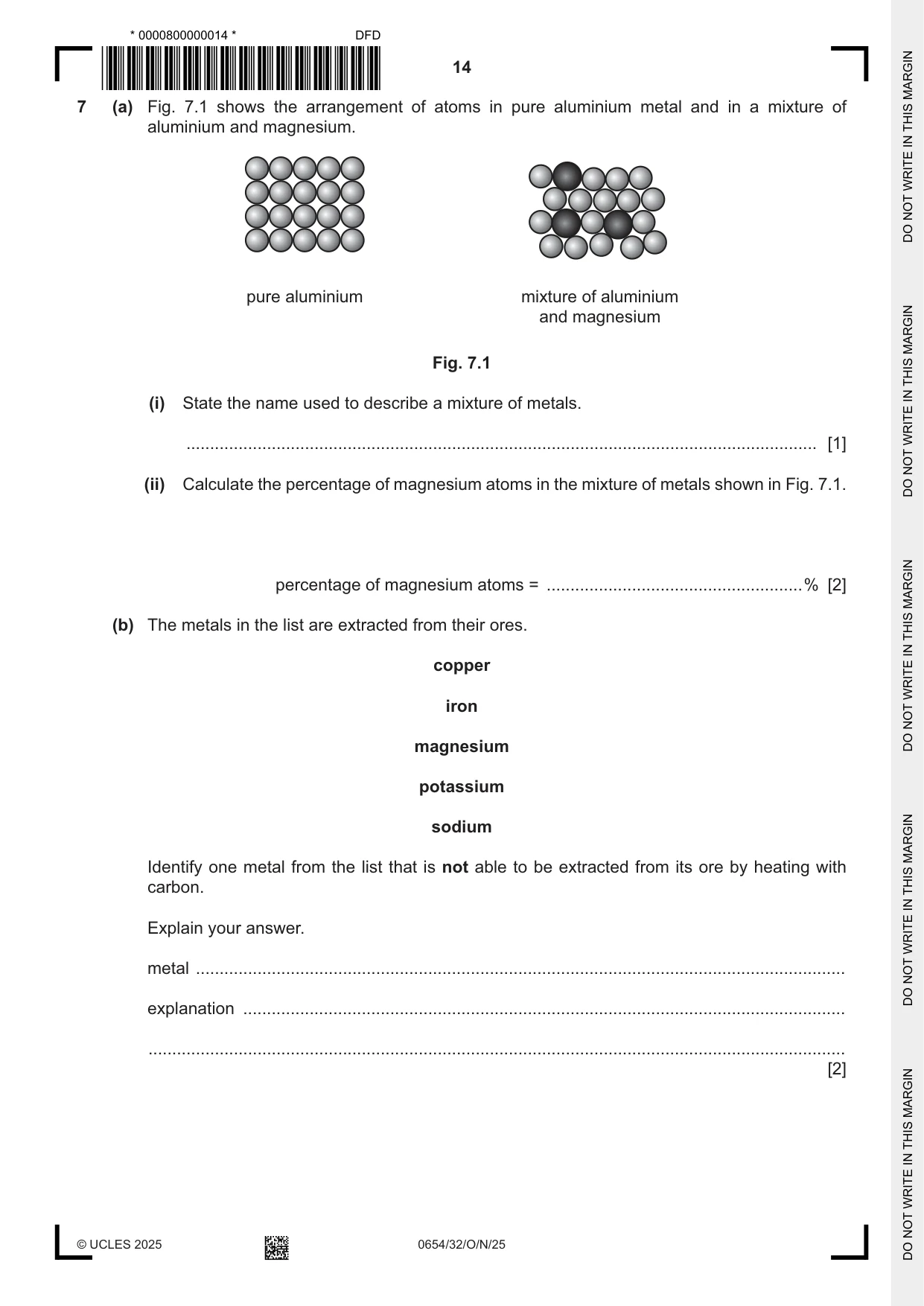 Cambridge IGCSE Sciences - Co-ordinated (Double) 0654 2025 Oct/Nov Paper 3 · Variant 2 question paper, page 14 of 28