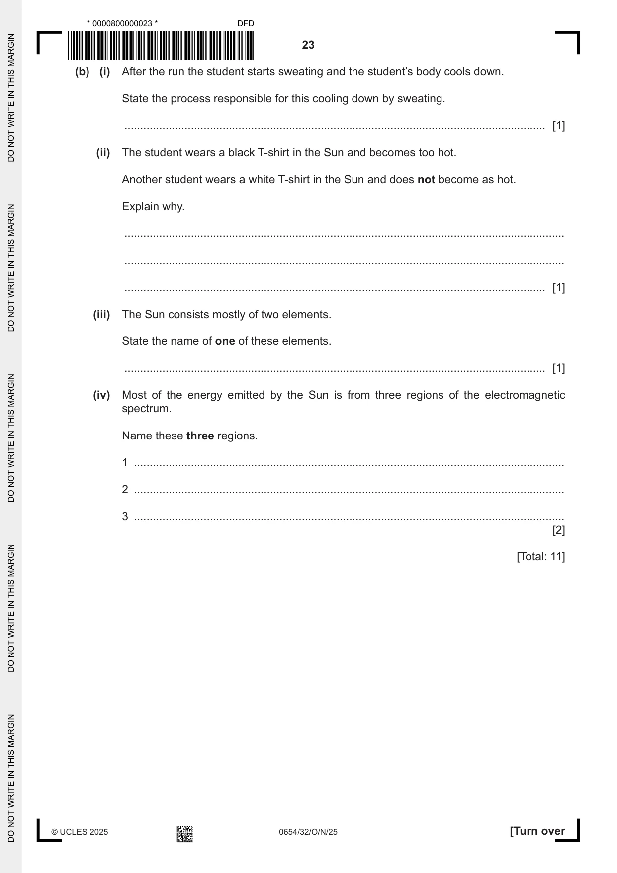 Cambridge IGCSE Sciences - Co-ordinated (Double) 0654 2025 Oct/Nov Paper 3 · Variant 2 question paper, page 23 of 28