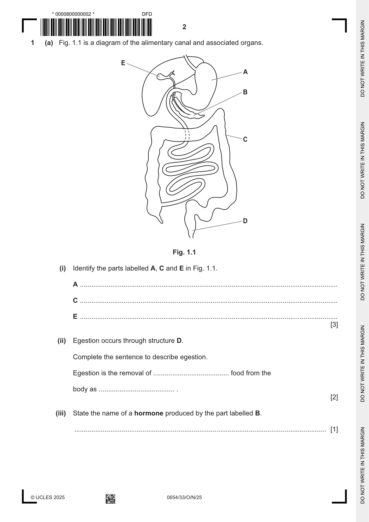 Cambridge IGCSE Sciences - Co-ordinated (Double) 0654 2025 Oct/Nov Paper 3 · Variant 3 question paper, page 2 of 28