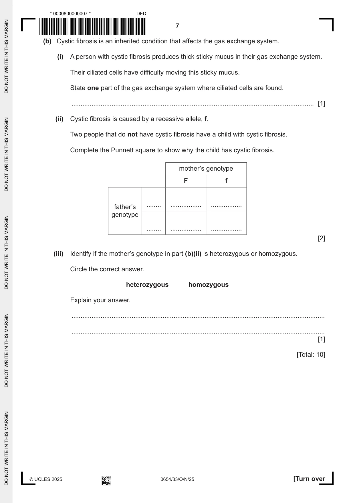 Cambridge IGCSE Sciences - Co-ordinated (Double) 0654 2025 Oct/Nov Paper 3 · Variant 3 question paper, page 7 of 28