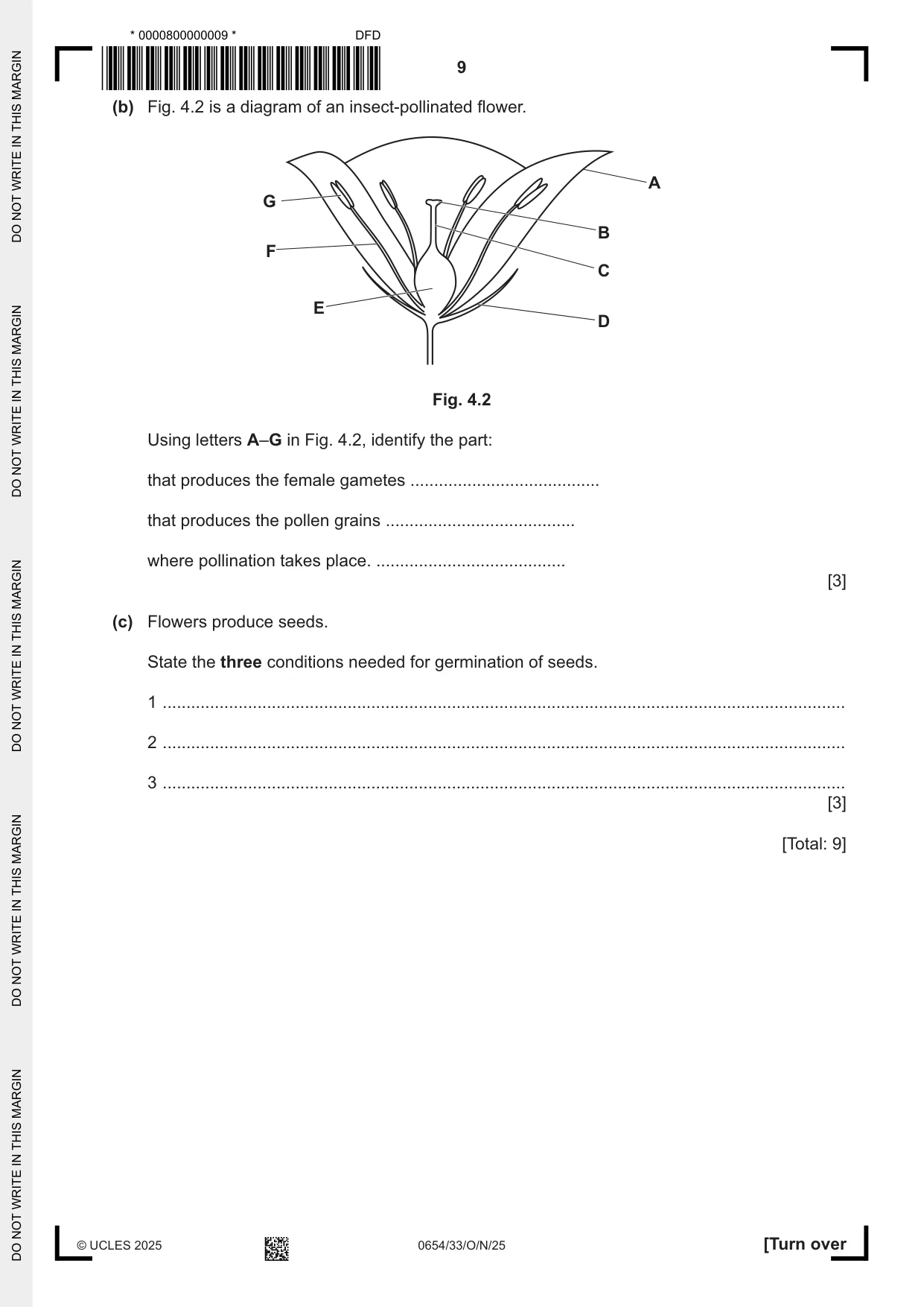 Cambridge IGCSE Sciences - Co-ordinated (Double) 0654 2025 Oct/Nov Paper 3 · Variant 3 question paper, page 9 of 28