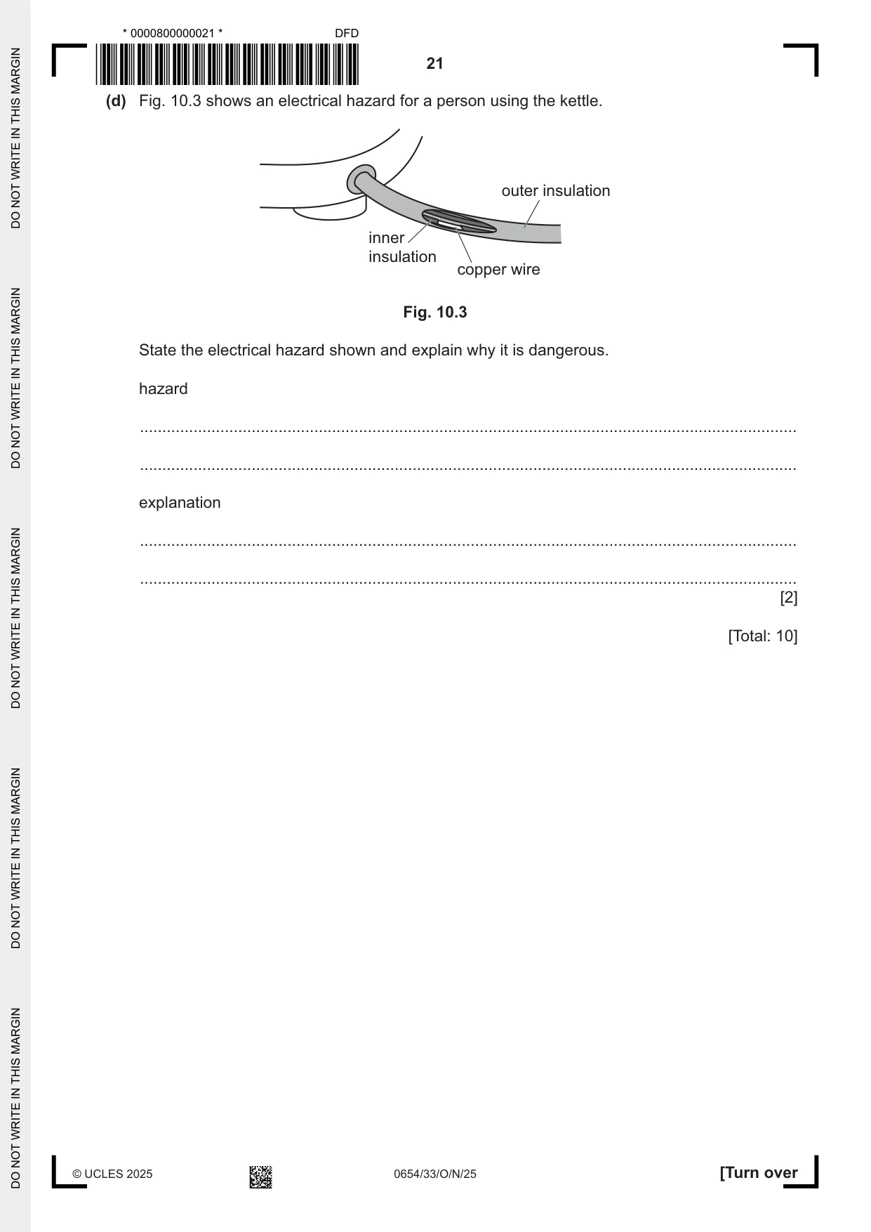 Cambridge IGCSE Sciences - Co-ordinated (Double) 0654 2025 Oct/Nov Paper 3 · Variant 3 question paper, page 21 of 28
