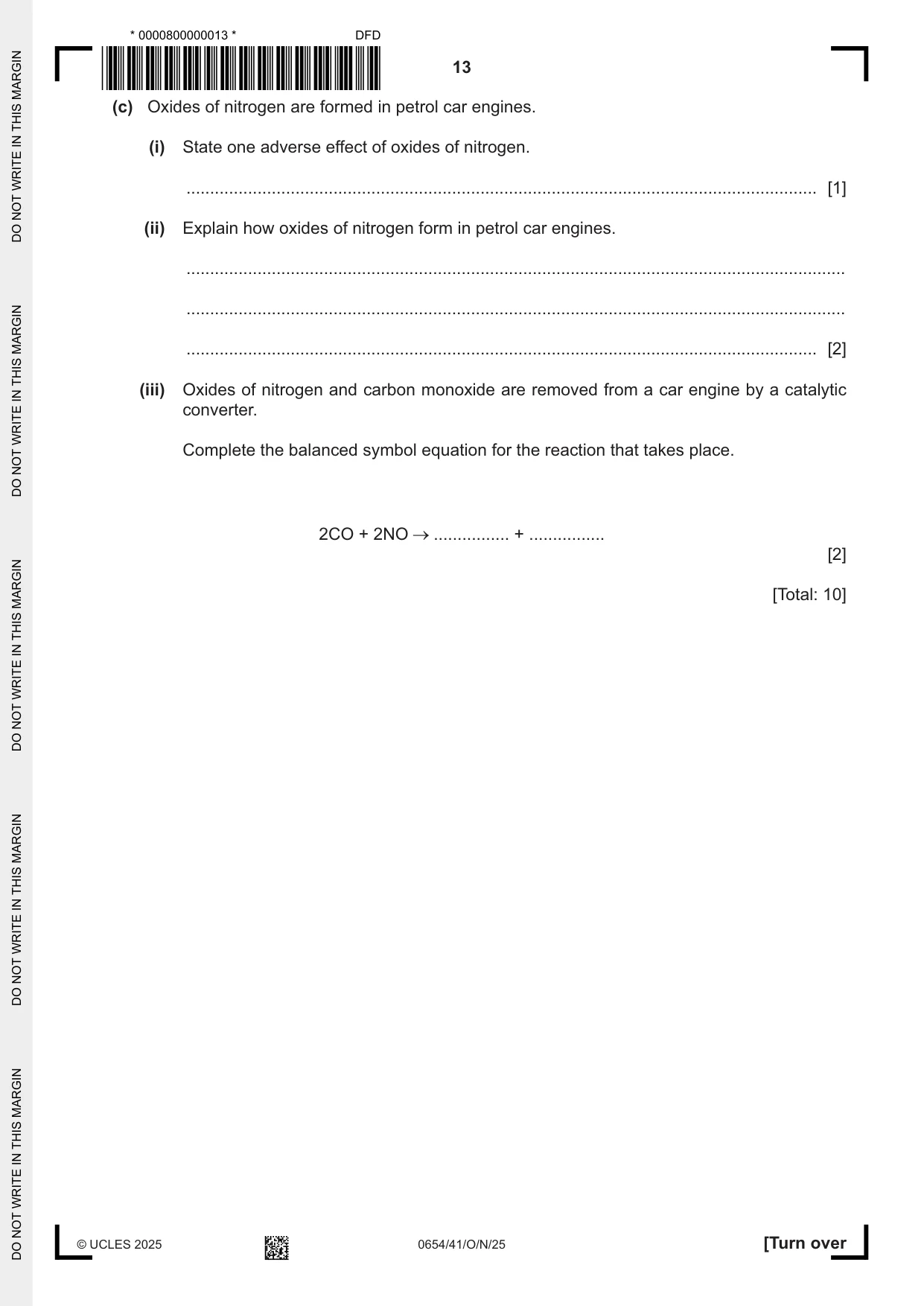 Cambridge IGCSE Sciences - Co-ordinated (Double) 0654 2025 Oct/Nov Paper 4 · Variant 1 question paper, page 13 of 28