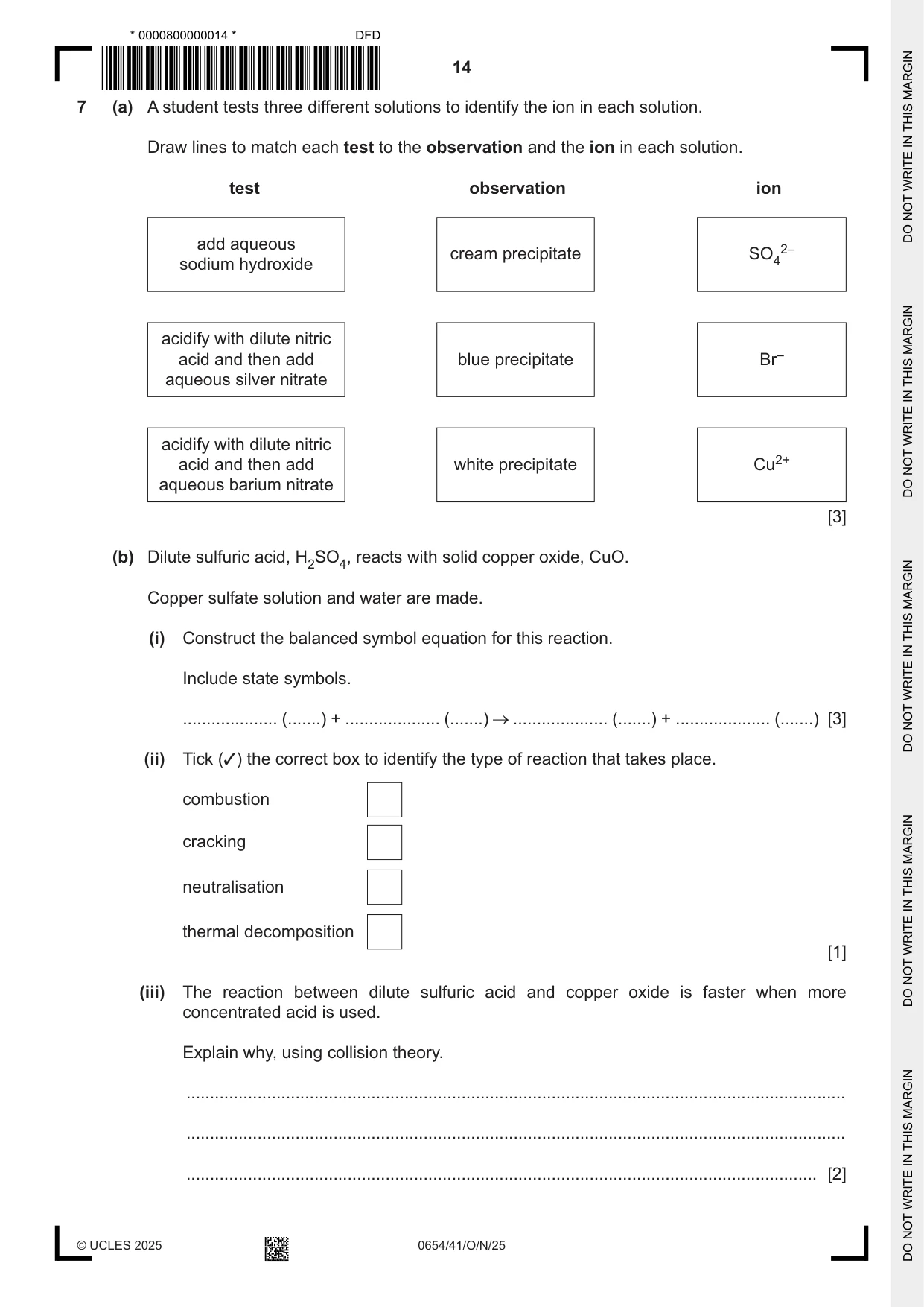 Cambridge IGCSE Sciences - Co-ordinated (Double) 0654 2025 Oct/Nov Paper 4 · Variant 1 question paper, page 14 of 28