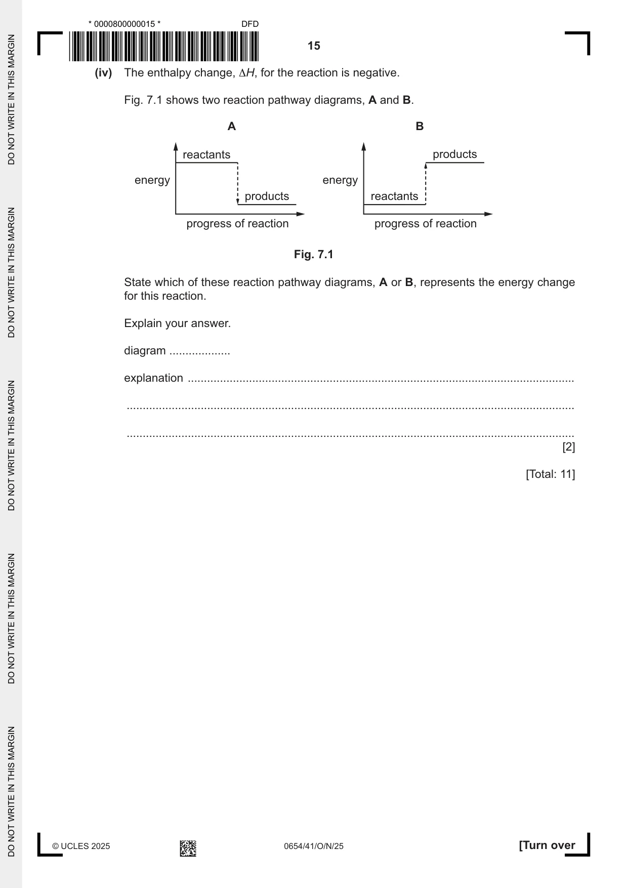 Cambridge IGCSE Sciences - Co-ordinated (Double) 0654 2025 Oct/Nov Paper 4 · Variant 1 question paper, page 15 of 28