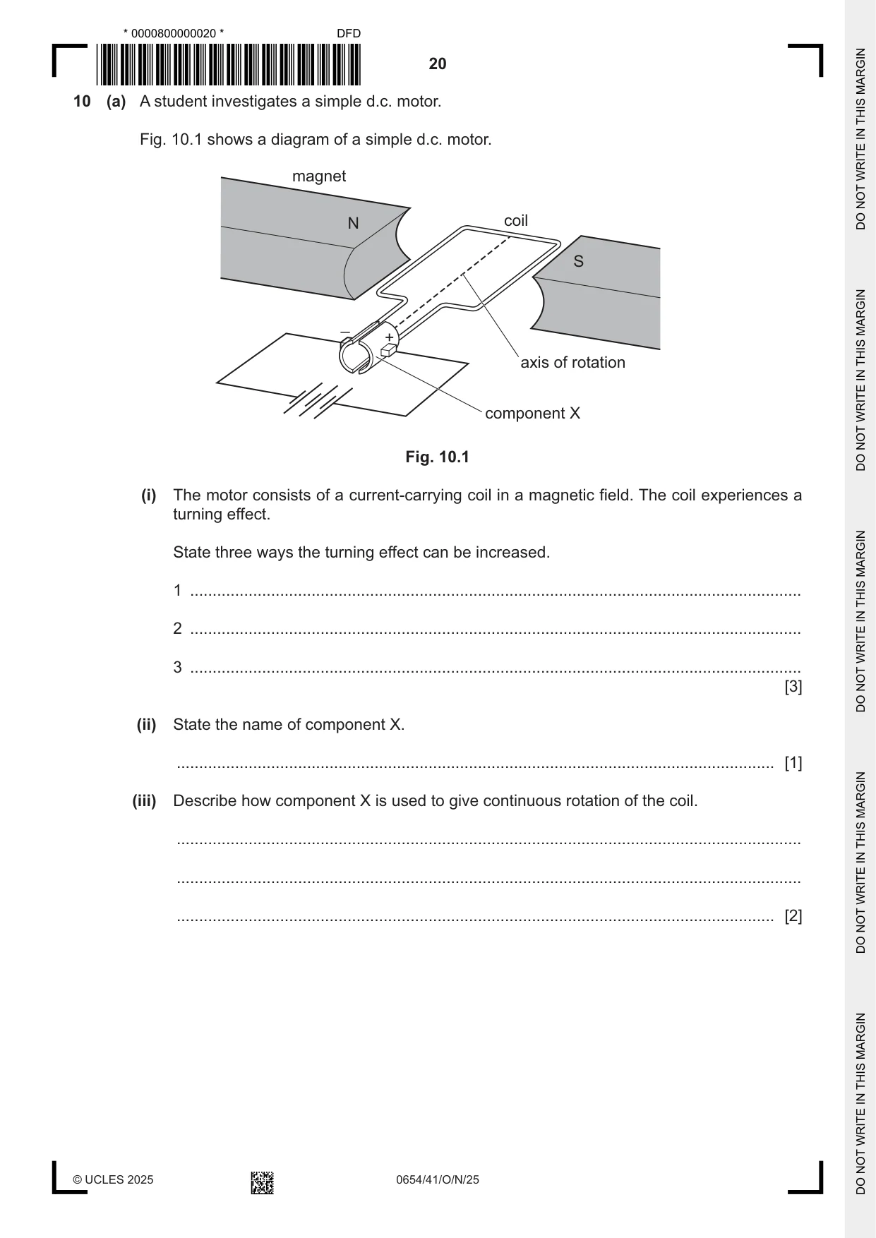 Cambridge IGCSE Sciences - Co-ordinated (Double) 0654 2025 Oct/Nov Paper 4 · Variant 1 question paper, page 20 of 28