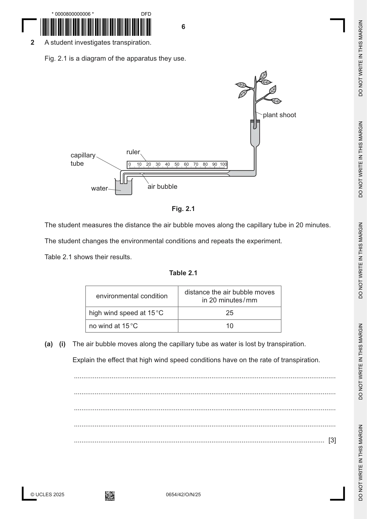 Cambridge IGCSE Sciences - Co-ordinated (Double) 0654 2025 Oct/Nov Paper 4 · Variant 2 question paper, page 6 of 32
