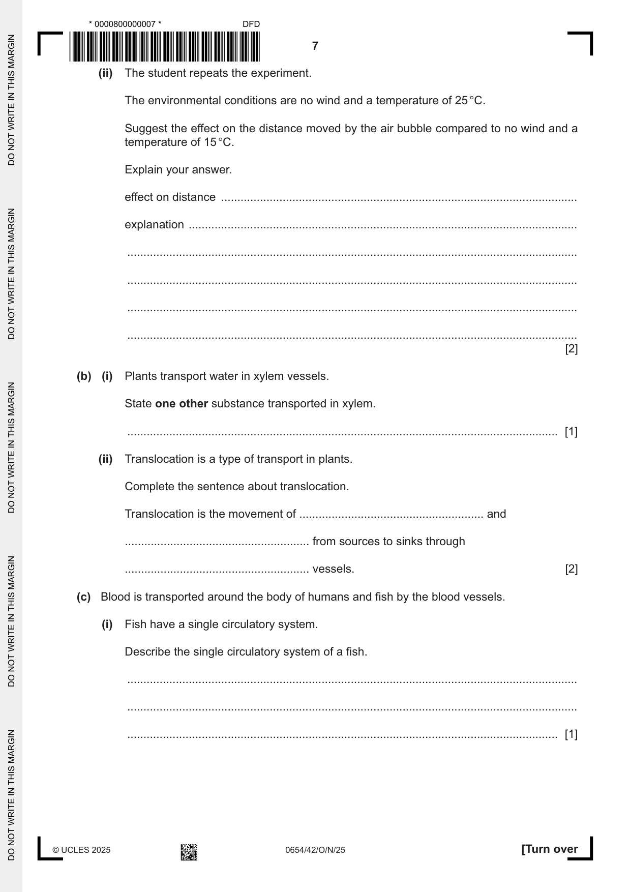 Cambridge IGCSE Sciences - Co-ordinated (Double) 0654 2025 Oct/Nov Paper 4 · Variant 2 question paper, page 7 of 32