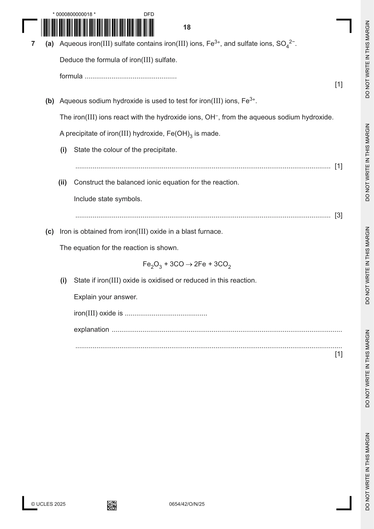 Cambridge IGCSE Sciences - Co-ordinated (Double) 0654 2025 Oct/Nov Paper 4 · Variant 2 question paper, page 18 of 32