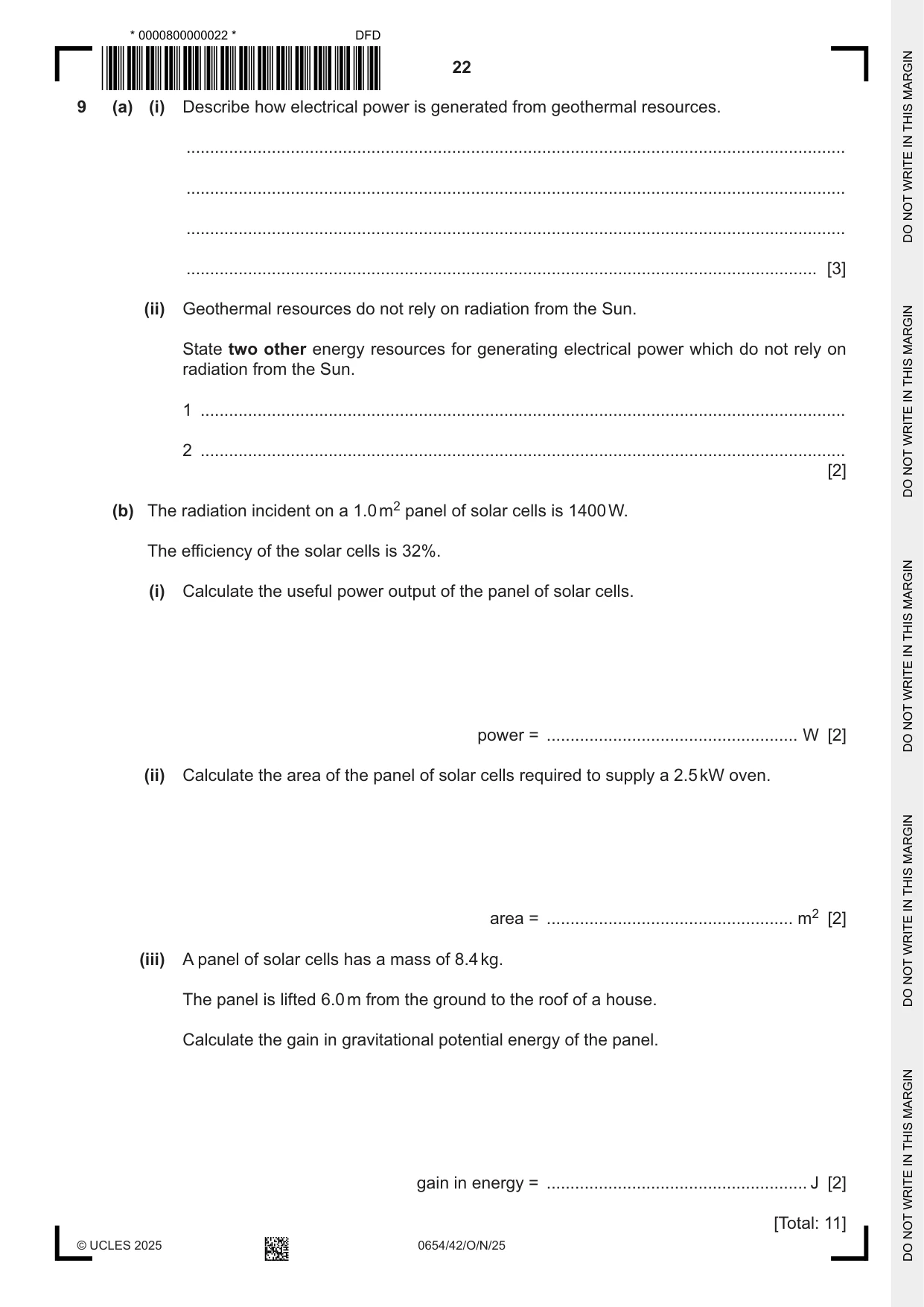 Cambridge IGCSE Sciences - Co-ordinated (Double) 0654 2025 Oct/Nov Paper 4 · Variant 2 question paper, page 22 of 32