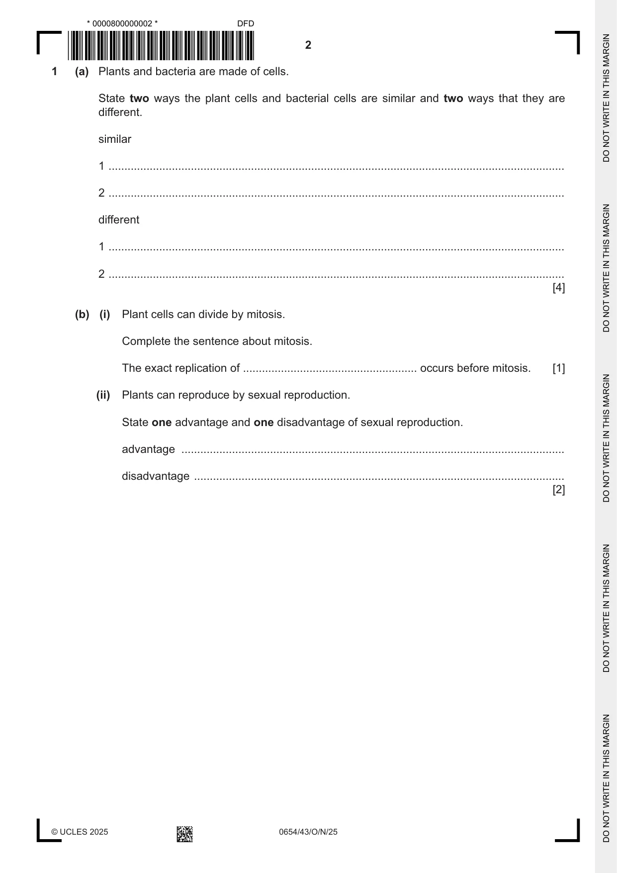 Cambridge IGCSE Sciences - Co-ordinated (Double) 0654 2025 Oct/Nov Paper 4 · Variant 3 question paper, page 2 of 28