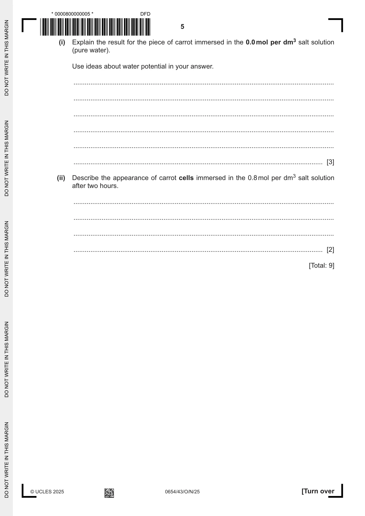 Cambridge IGCSE Sciences - Co-ordinated (Double) 0654 2025 Oct/Nov Paper 4 · Variant 3 question paper, page 5 of 28