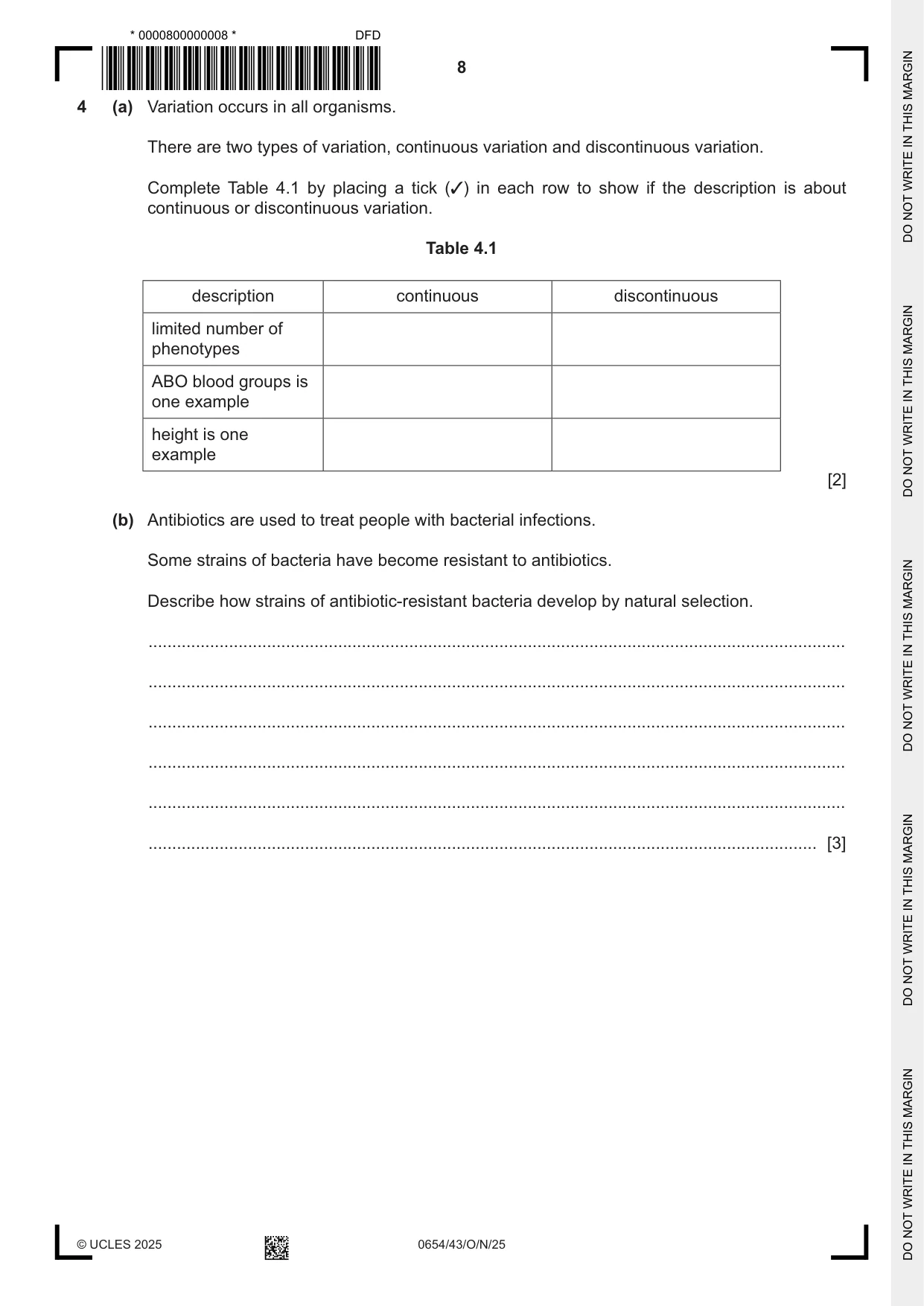 Cambridge IGCSE Sciences - Co-ordinated (Double) 0654 2025 Oct/Nov Paper 4 · Variant 3 question paper, page 8 of 28