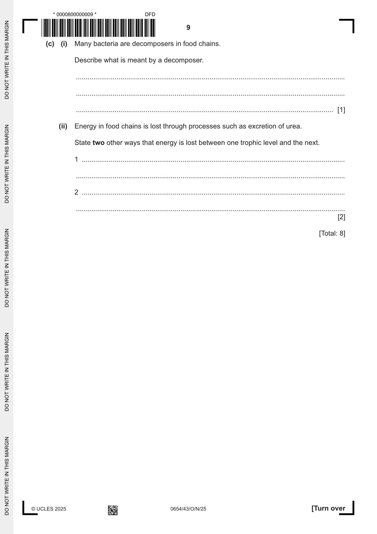 Cambridge IGCSE Sciences - Co-ordinated (Double) 0654 2025 Oct/Nov Paper 4 · Variant 3 question paper, page 9 of 28