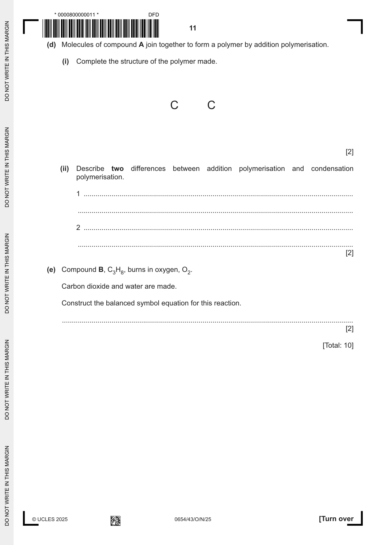 Cambridge IGCSE Sciences - Co-ordinated (Double) 0654 2025 Oct/Nov Paper 4 · Variant 3 question paper, page 11 of 28