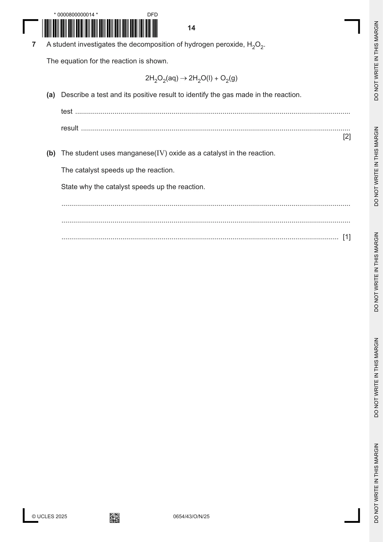 Cambridge IGCSE Sciences - Co-ordinated (Double) 0654 2025 Oct/Nov Paper 4 · Variant 3 question paper, page 14 of 28