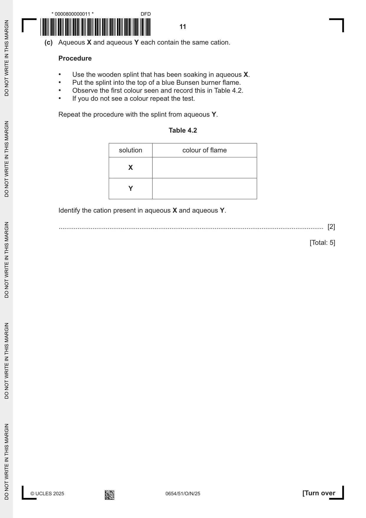 Cambridge IGCSE Sciences - Co-ordinated (Double) 0654 2025 Oct/Nov Paper 5 · Variant 1 question paper, page 11 of 20