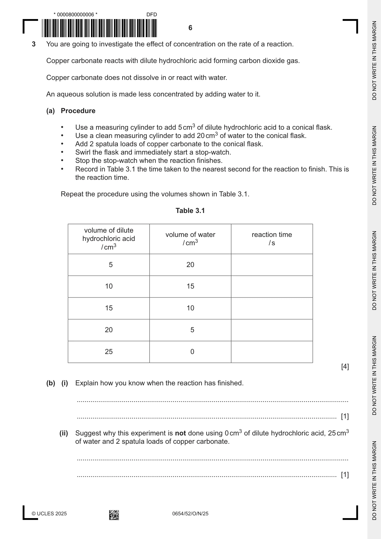 Cambridge IGCSE Sciences - Co-ordinated (Double) 0654 2025 Oct/Nov Paper 5 · Variant 2 question paper, page 6 of 20