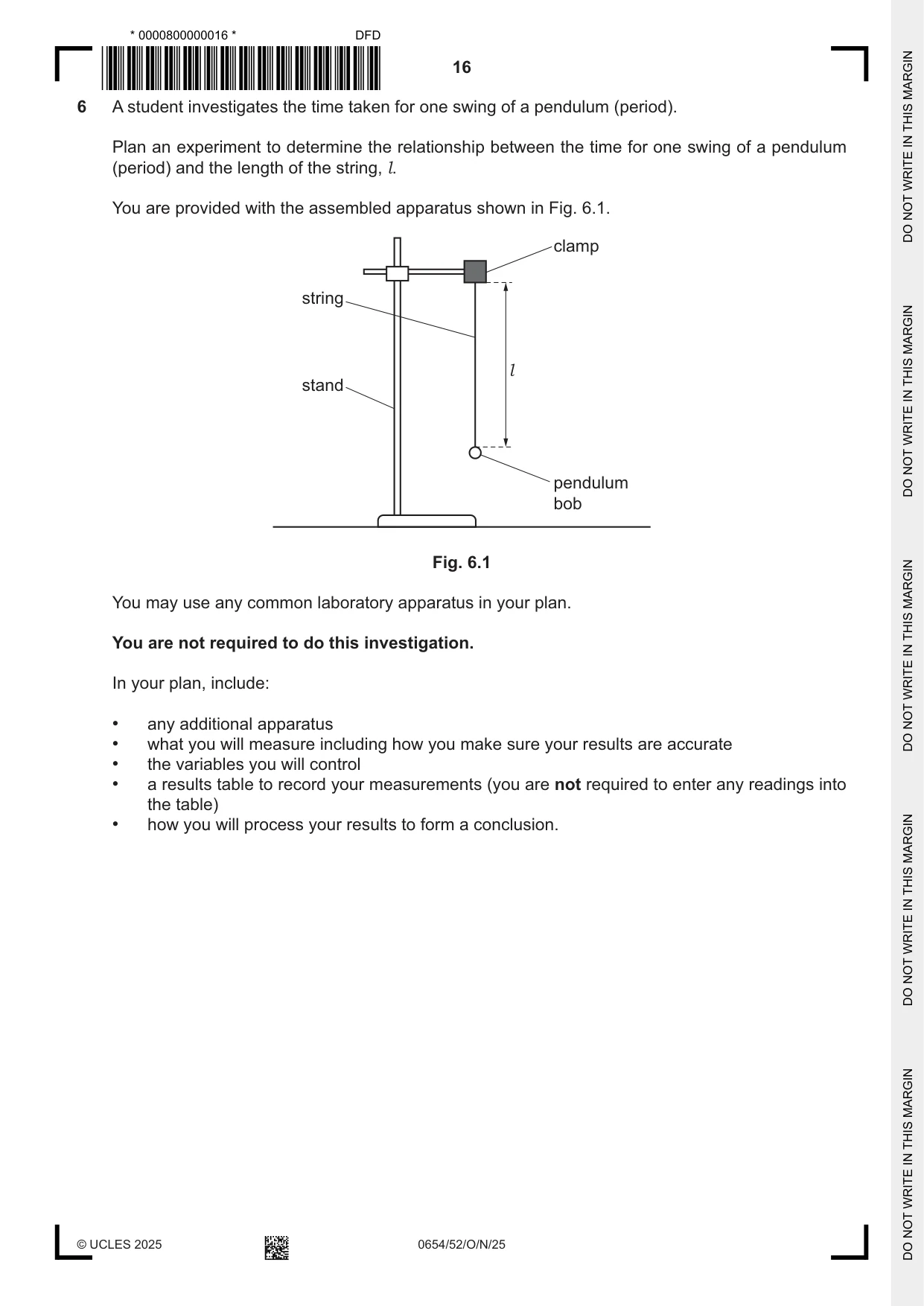 Cambridge IGCSE Sciences - Co-ordinated (Double) 0654 2025 Oct/Nov Paper 5 · Variant 2 question paper, page 16 of 20