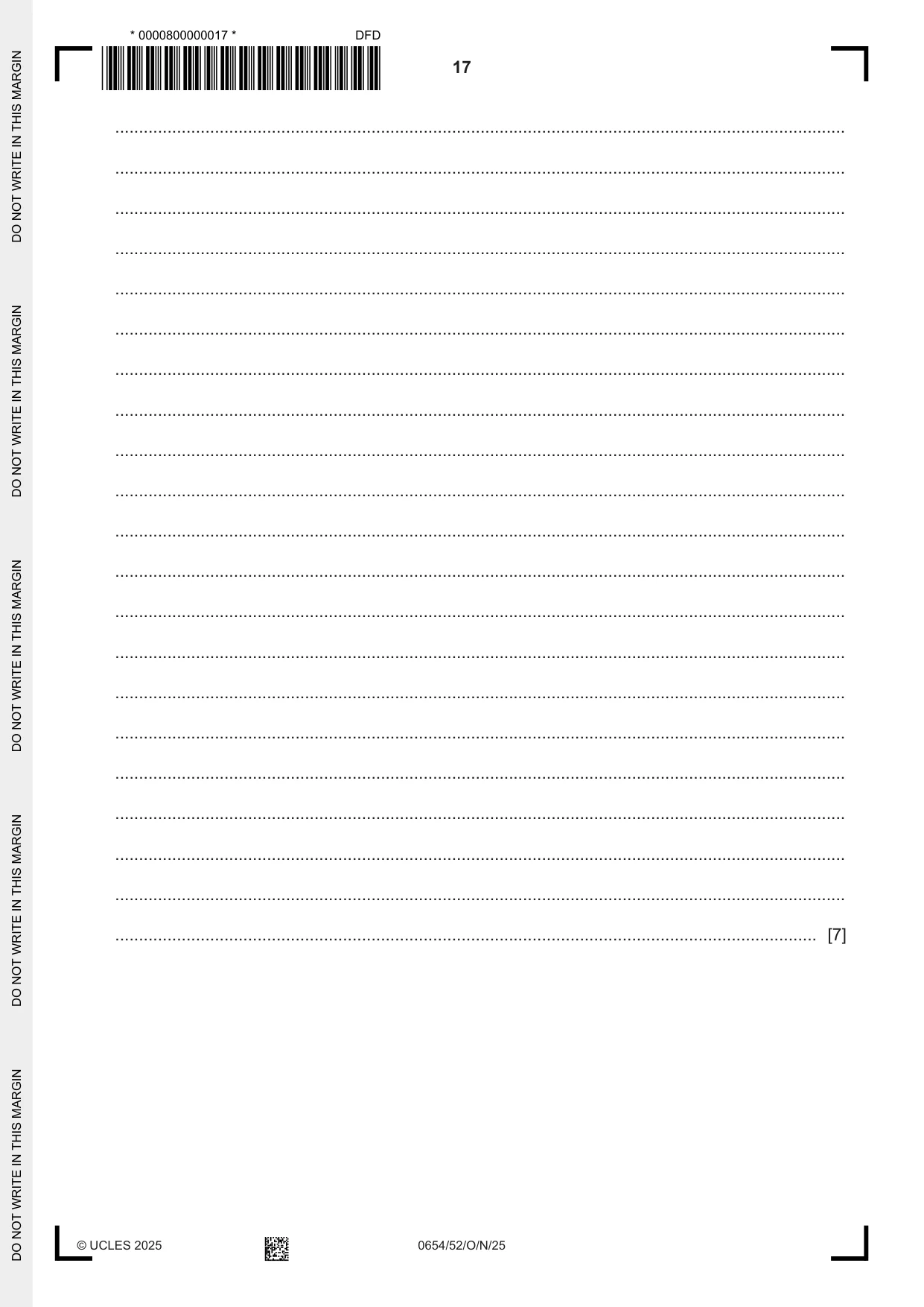 Cambridge IGCSE Sciences - Co-ordinated (Double) 0654 2025 Oct/Nov Paper 5 · Variant 2 question paper, page 17 of 20