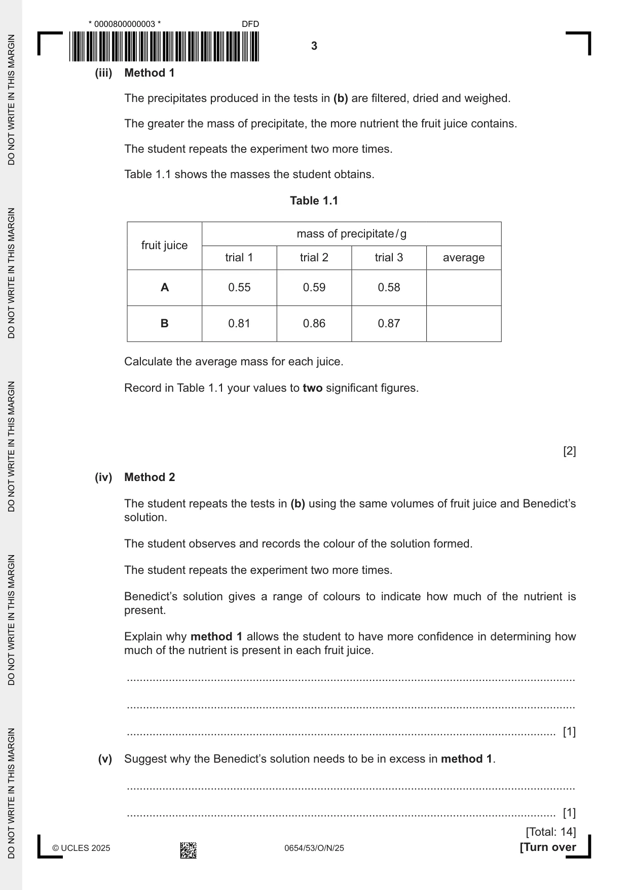 Cambridge IGCSE Sciences - Co-ordinated (Double) 0654 2025 Oct/Nov Paper 5 · Variant 3 question paper, page 3 of 20