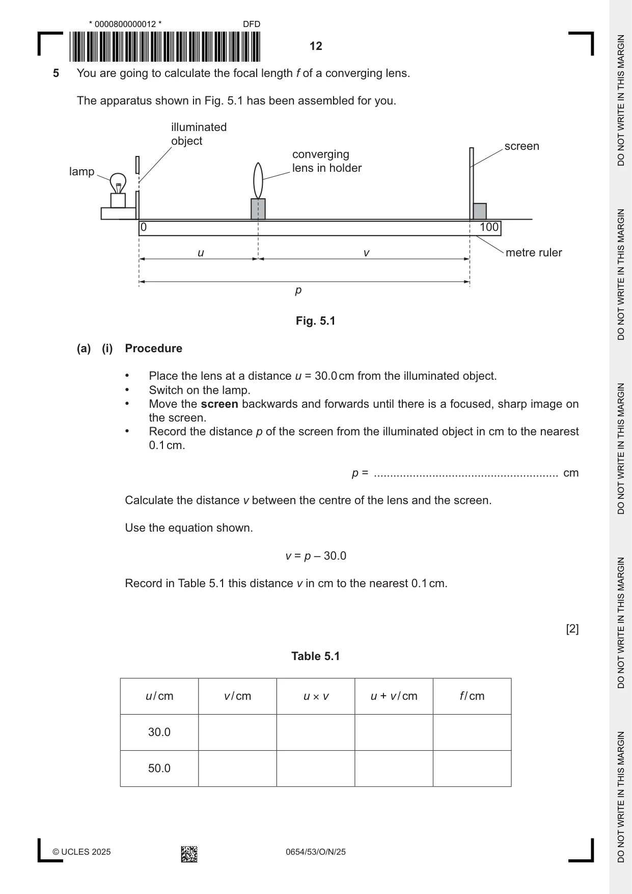 Cambridge IGCSE Sciences - Co-ordinated (Double) 0654 2025 Oct/Nov Paper 5 · Variant 3 question paper, page 12 of 20