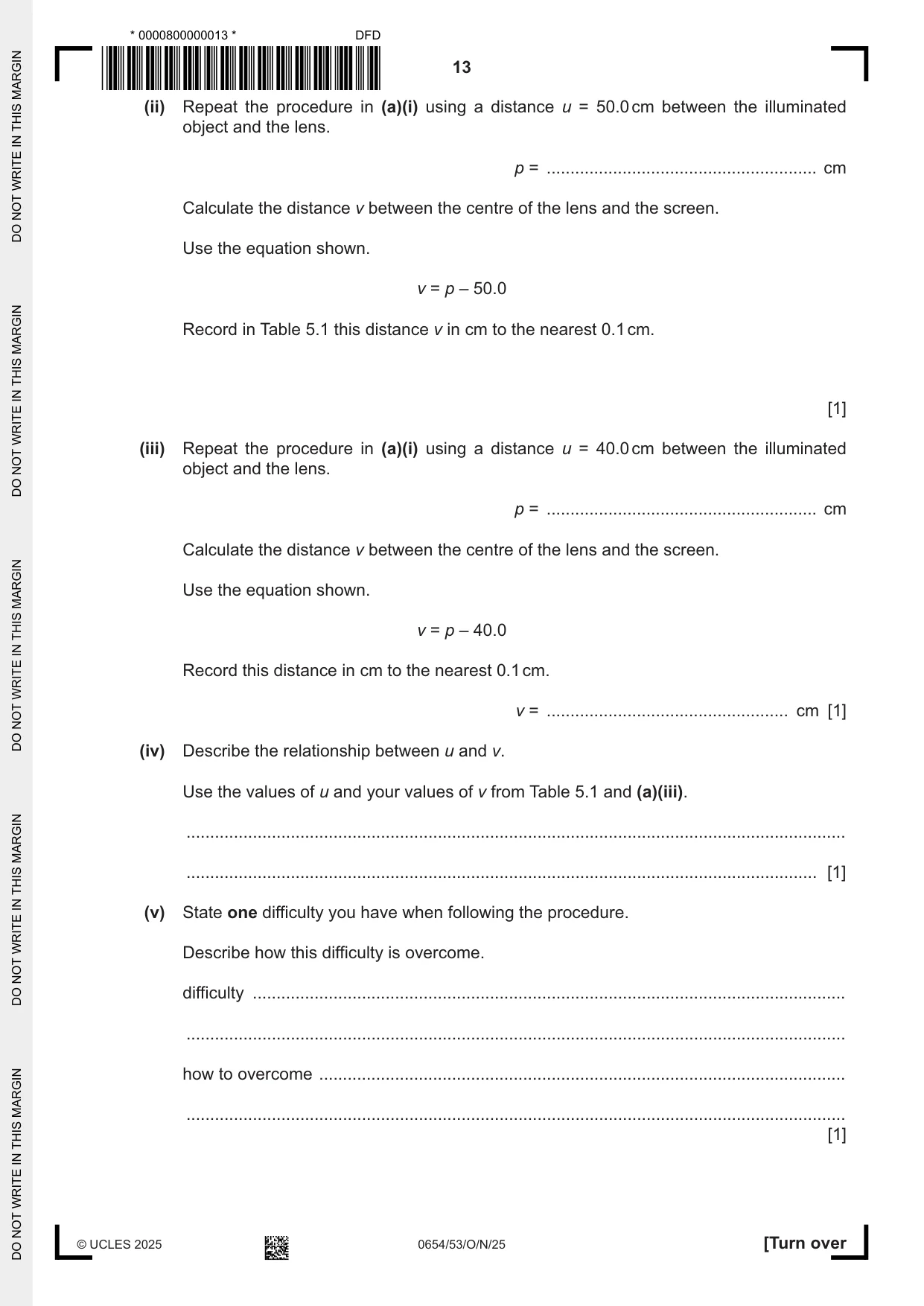 Cambridge IGCSE Sciences - Co-ordinated (Double) 0654 2025 Oct/Nov Paper 5 · Variant 3 question paper, page 13 of 20