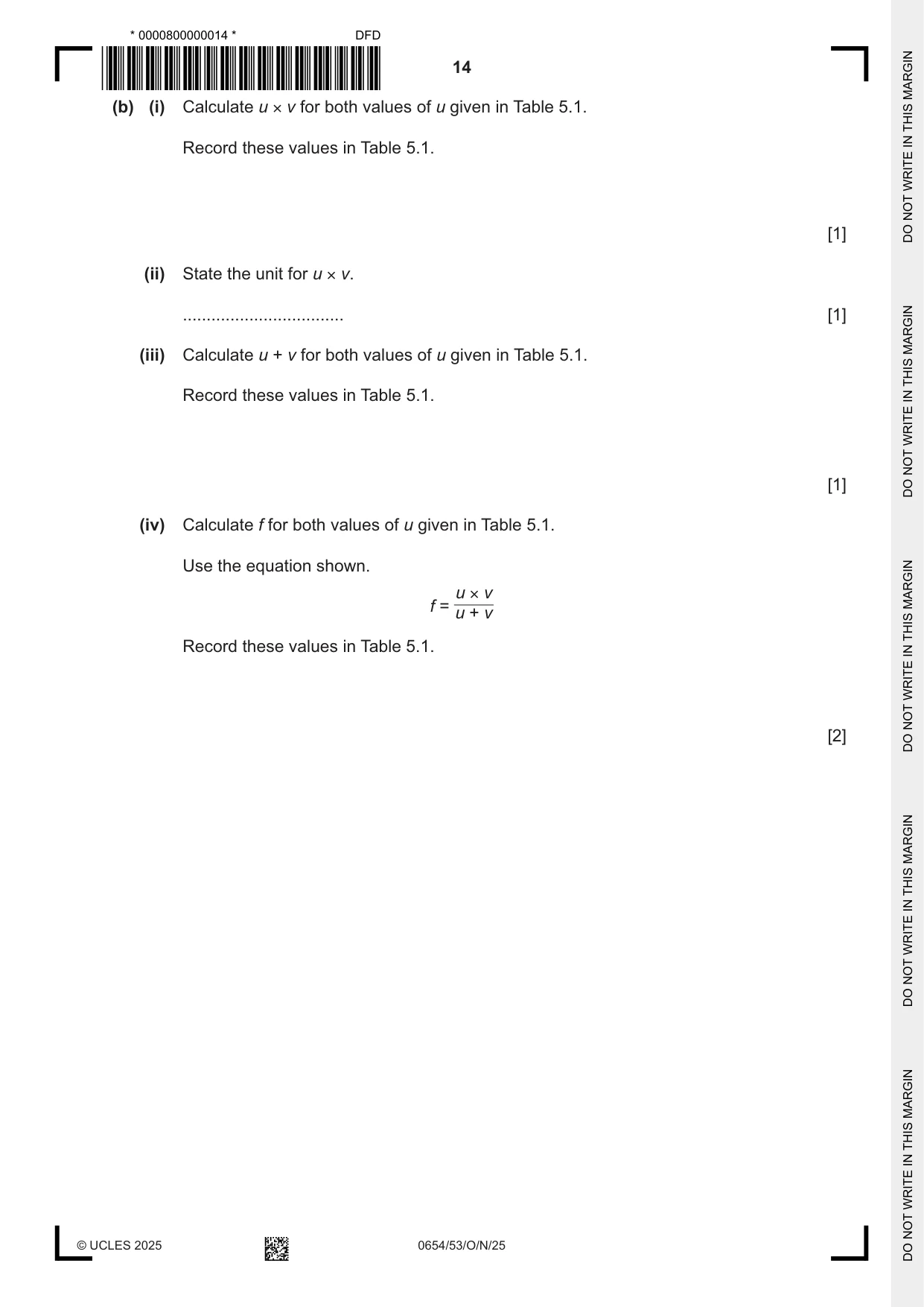 Cambridge IGCSE Sciences - Co-ordinated (Double) 0654 2025 Oct/Nov Paper 5 · Variant 3 question paper, page 14 of 20
