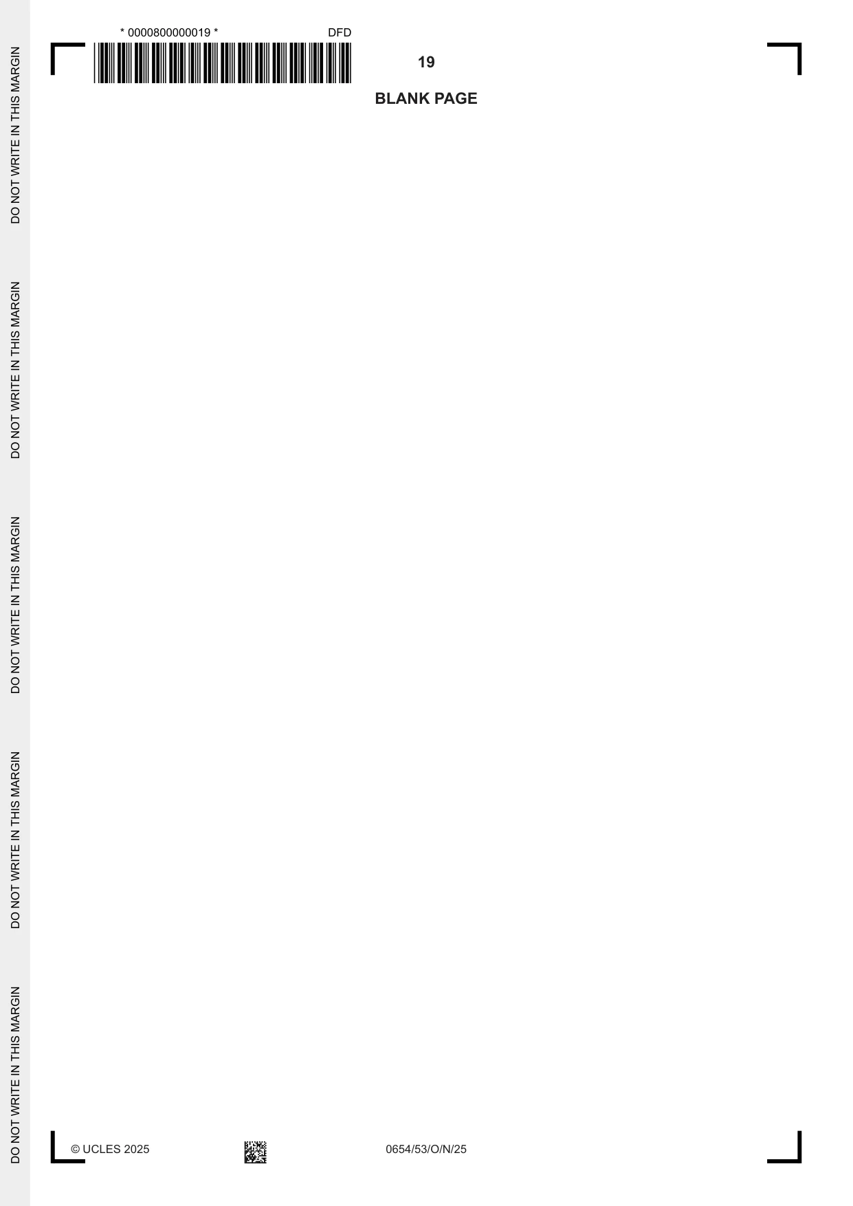 Cambridge IGCSE Sciences - Co-ordinated (Double) 0654 2025 Oct/Nov Paper 5 · Variant 3 question paper, page 19 of 20