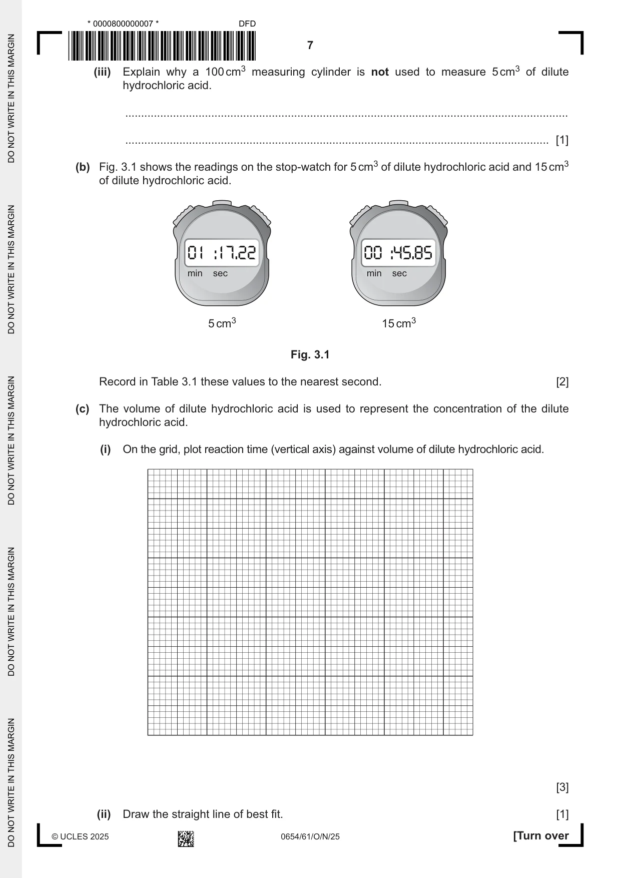 Cambridge IGCSE Sciences - Co-ordinated (Double) 0654 2025 Oct/Nov Paper 6 · Variant 1 question paper, page 7 of 20