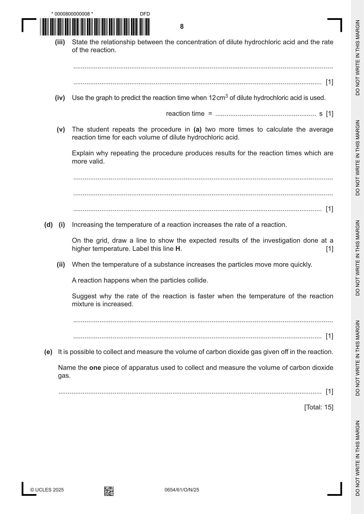 Cambridge IGCSE Sciences - Co-ordinated (Double) 0654 2025 Oct/Nov Paper 6 · Variant 1 question paper, page 8 of 20