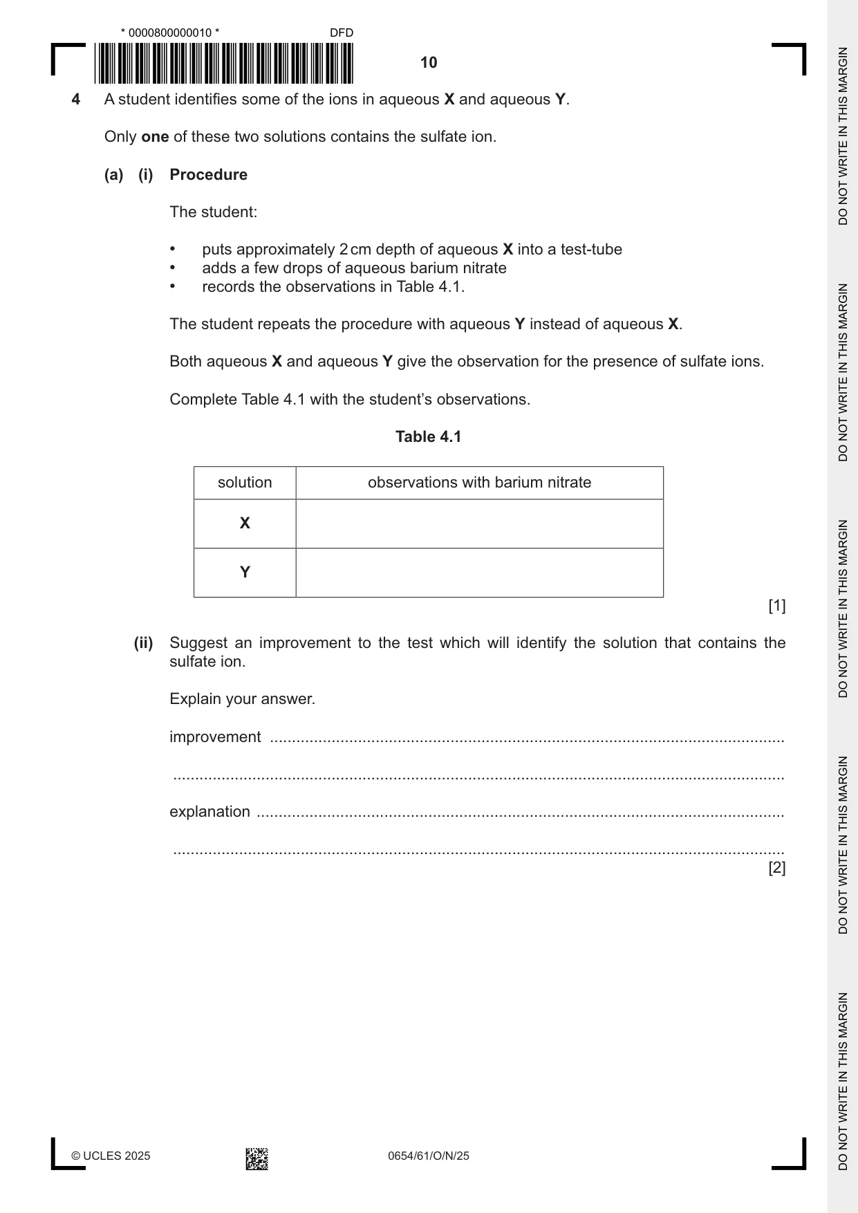 Cambridge IGCSE Sciences - Co-ordinated (Double) 0654 2025 Oct/Nov Paper 6 · Variant 1 question paper, page 10 of 20