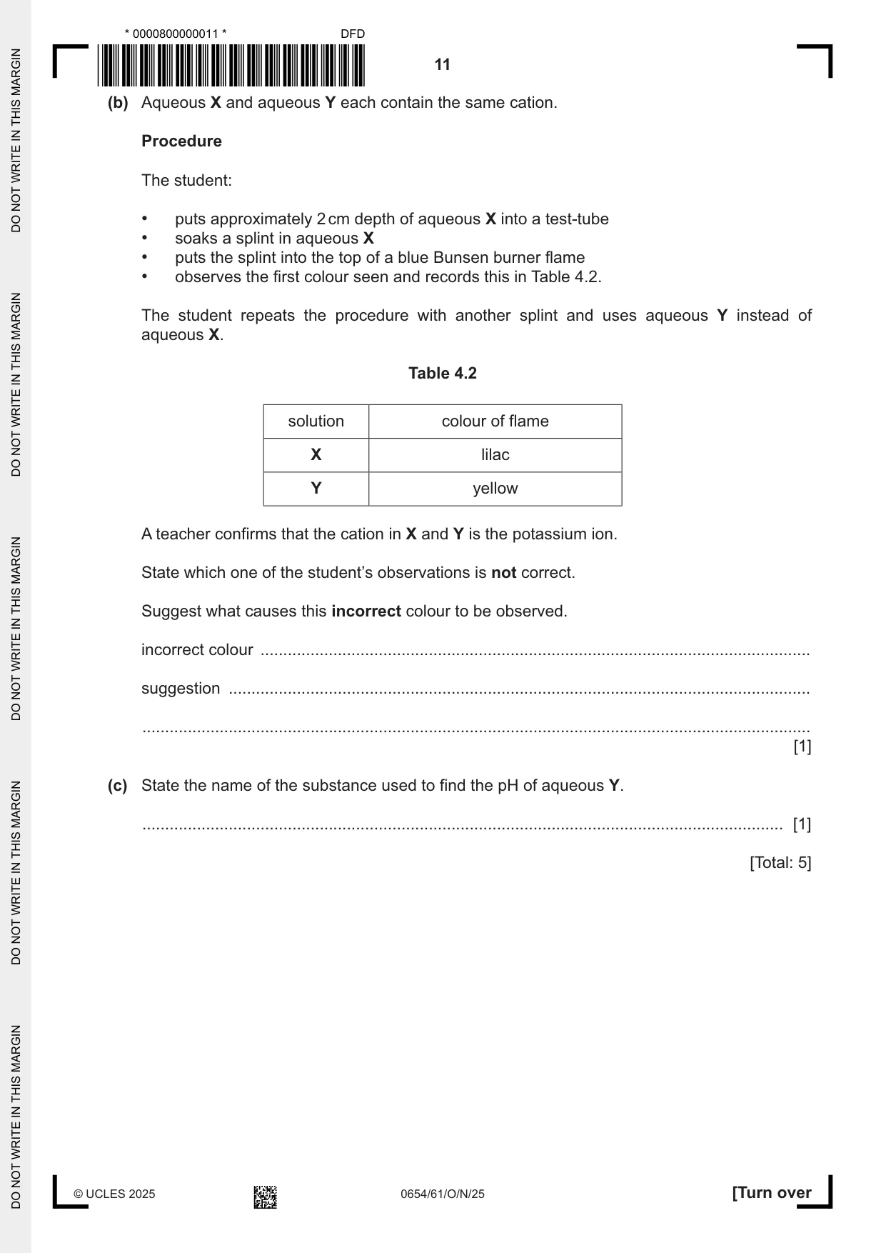 Cambridge IGCSE Sciences - Co-ordinated (Double) 0654 2025 Oct/Nov Paper 6 · Variant 1 question paper, page 11 of 20