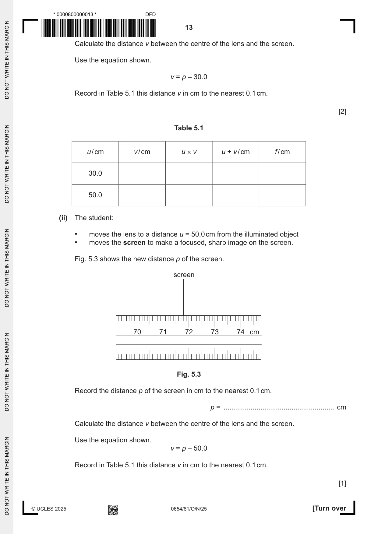 Cambridge IGCSE Sciences - Co-ordinated (Double) 0654 2025 Oct/Nov Paper 6 · Variant 1 question paper, page 13 of 20