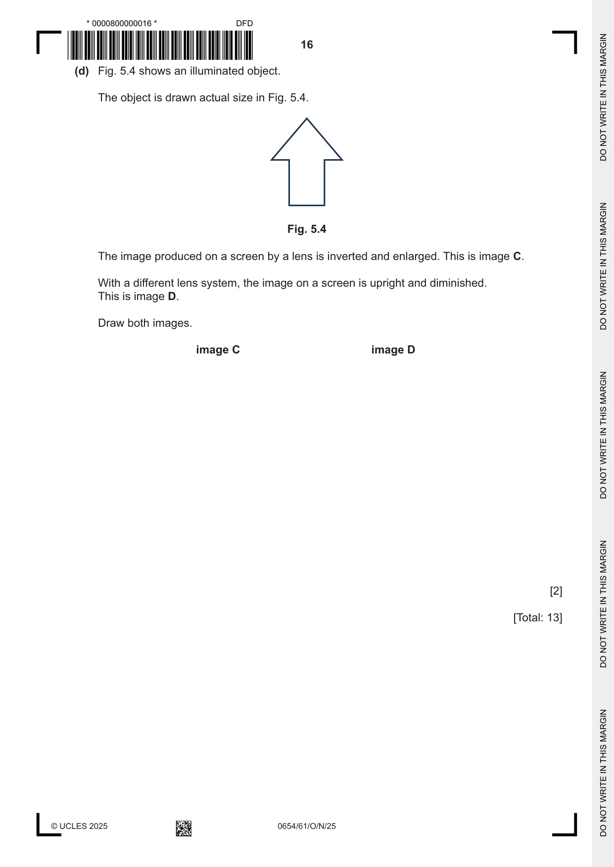 Cambridge IGCSE Sciences - Co-ordinated (Double) 0654 2025 Oct/Nov Paper 6 · Variant 1 question paper, page 16 of 20
