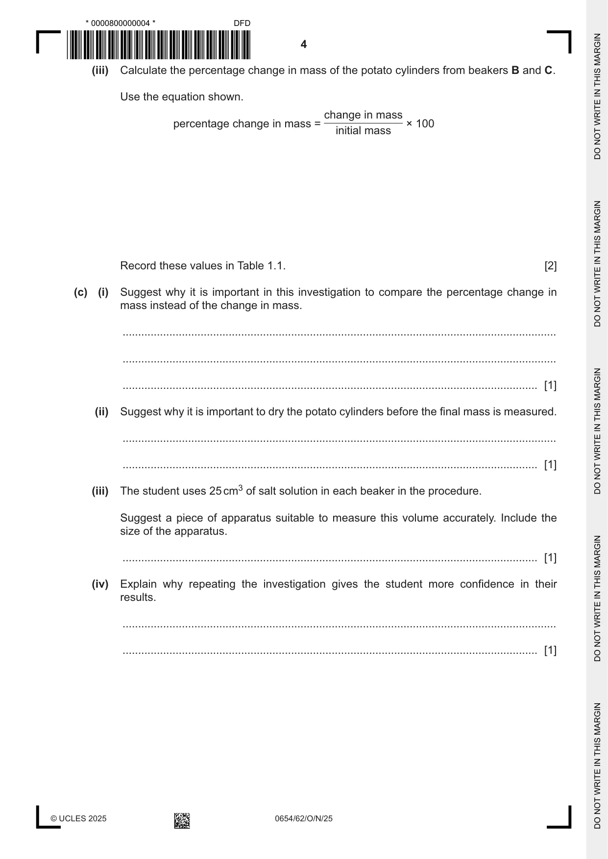 Cambridge IGCSE Sciences - Co-ordinated (Double) 0654 2025 Oct/Nov Paper 6 · Variant 2 question paper, page 4 of 24