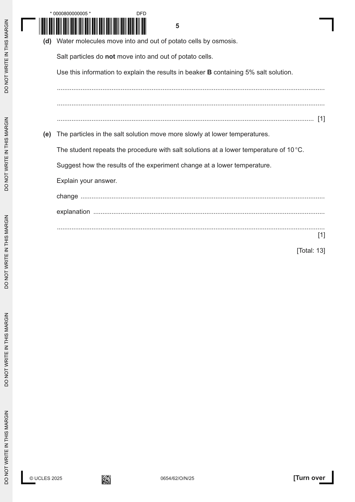 Cambridge IGCSE Sciences - Co-ordinated (Double) 0654 2025 Oct/Nov Paper 6 · Variant 2 question paper, page 5 of 24