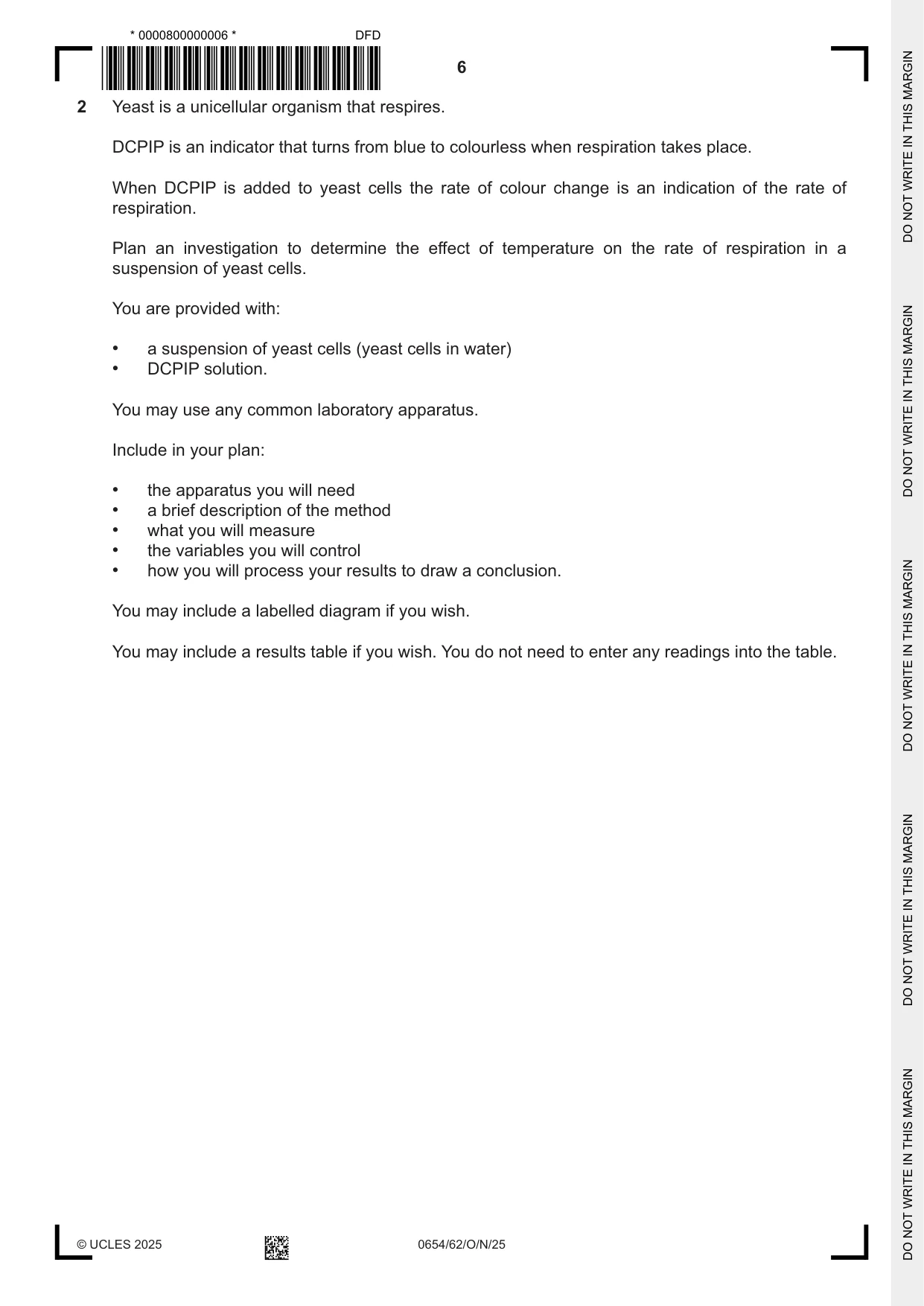 Cambridge IGCSE Sciences - Co-ordinated (Double) 0654 2025 Oct/Nov Paper 6 · Variant 2 question paper, page 6 of 24