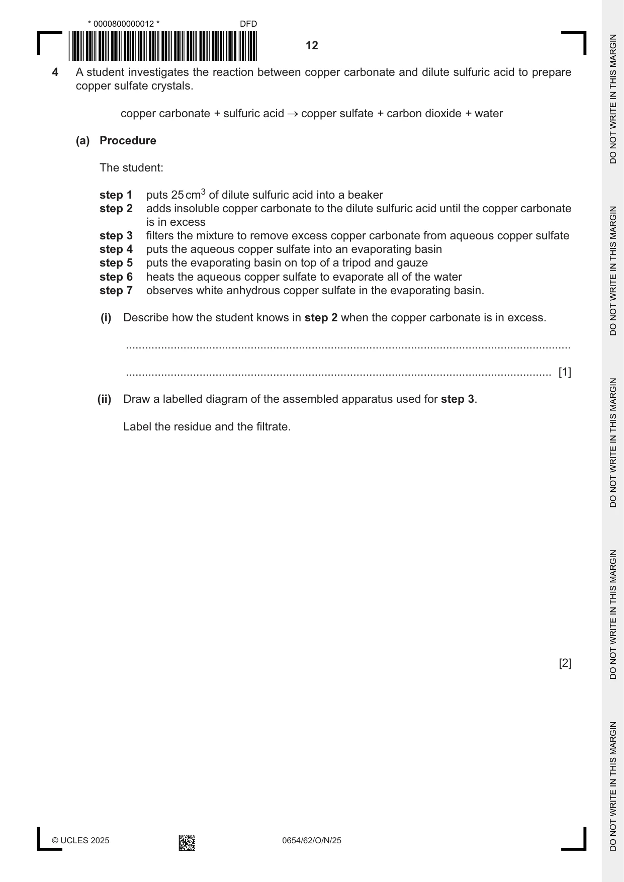 Cambridge IGCSE Sciences - Co-ordinated (Double) 0654 2025 Oct/Nov Paper 6 · Variant 2 question paper, page 12 of 24