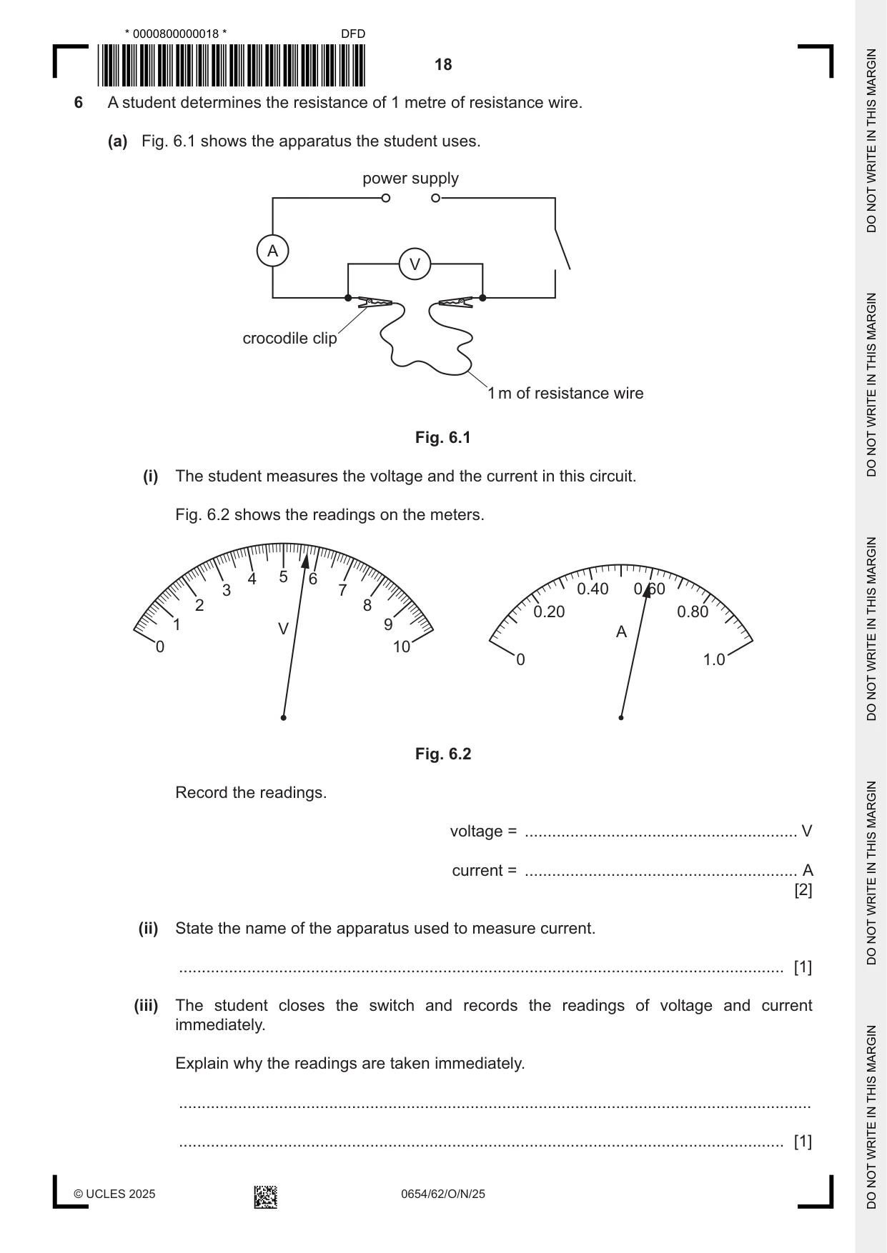 Cambridge IGCSE Sciences - Co-ordinated (Double) 0654 2025 Oct/Nov Paper 6 · Variant 2 question paper, page 18 of 24