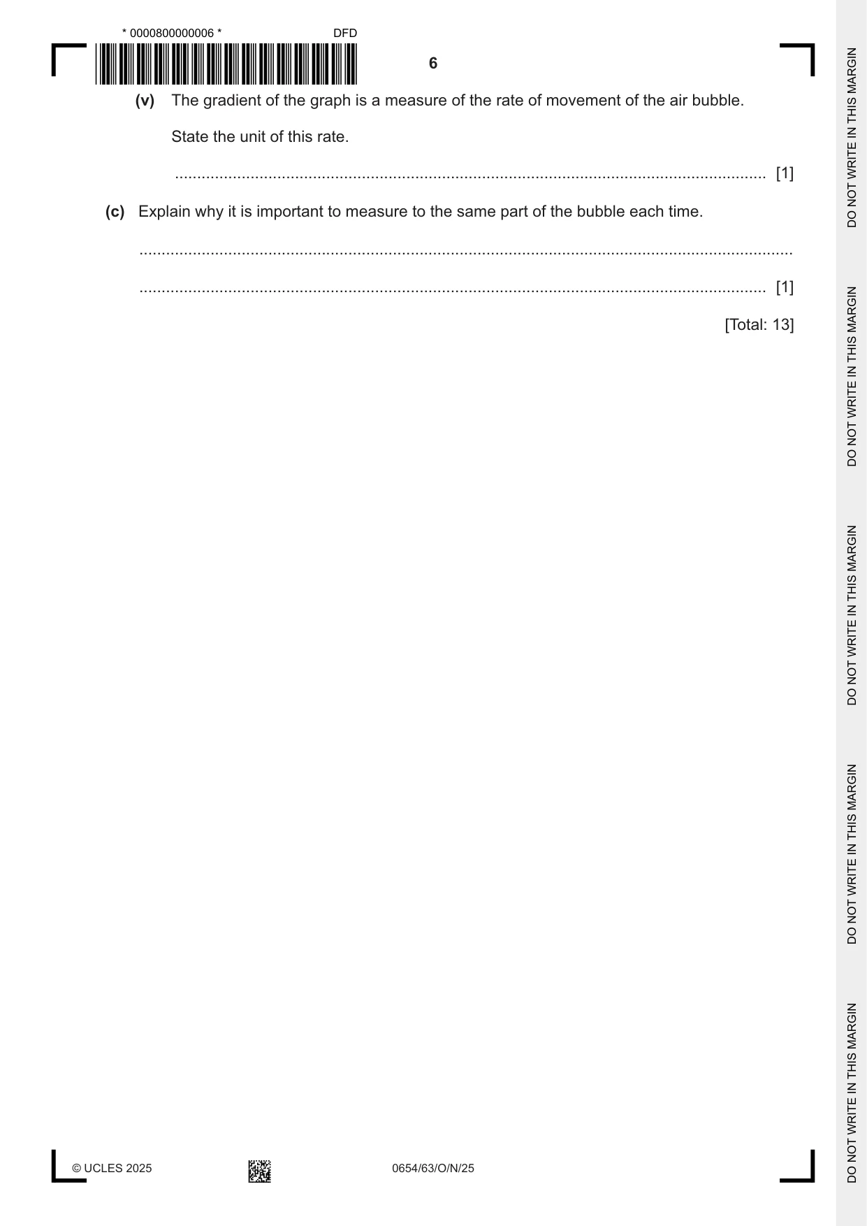 Cambridge IGCSE Sciences - Co-ordinated (Double) 0654 2025 Oct/Nov Paper 6 · Variant 3 question paper, page 6 of 24